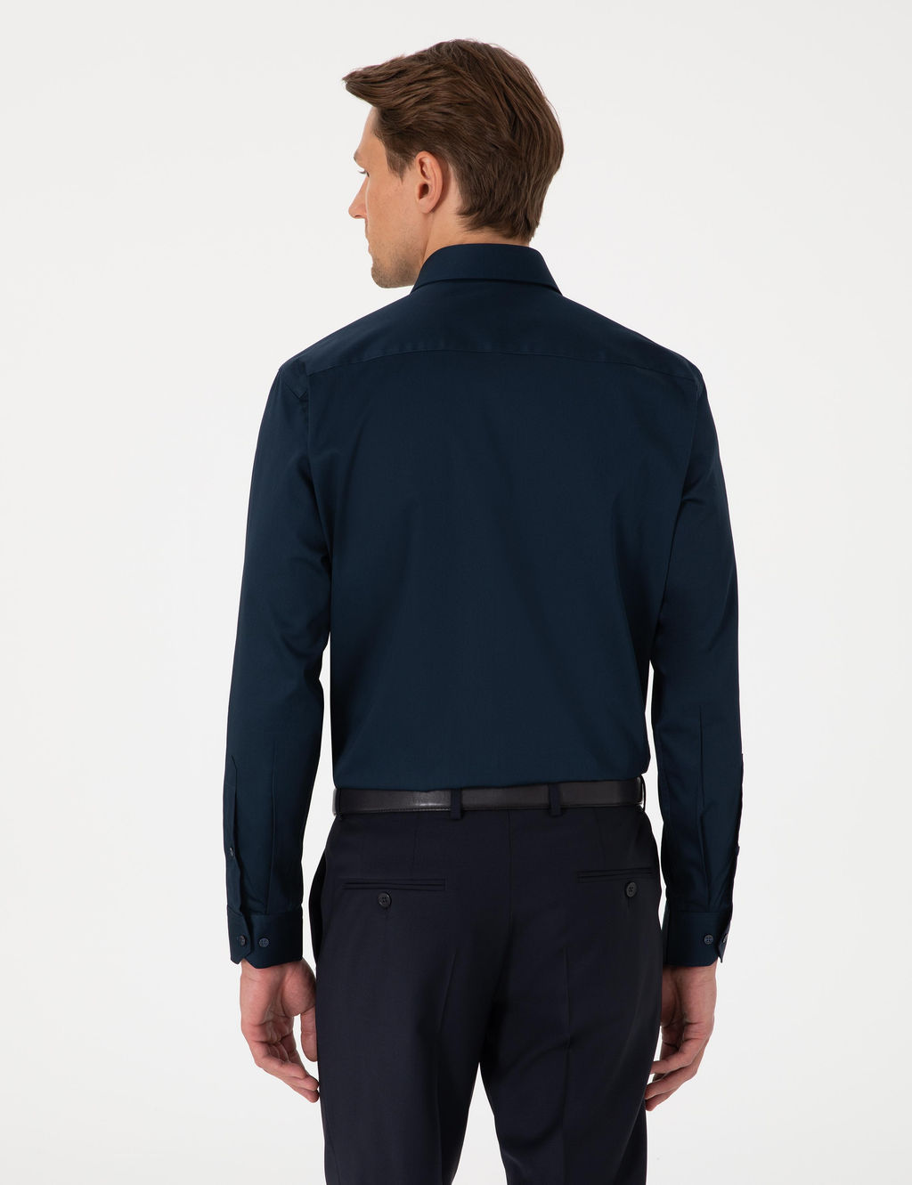 Lacivert Regular Fit Uzun Kollu Basic G_mlek