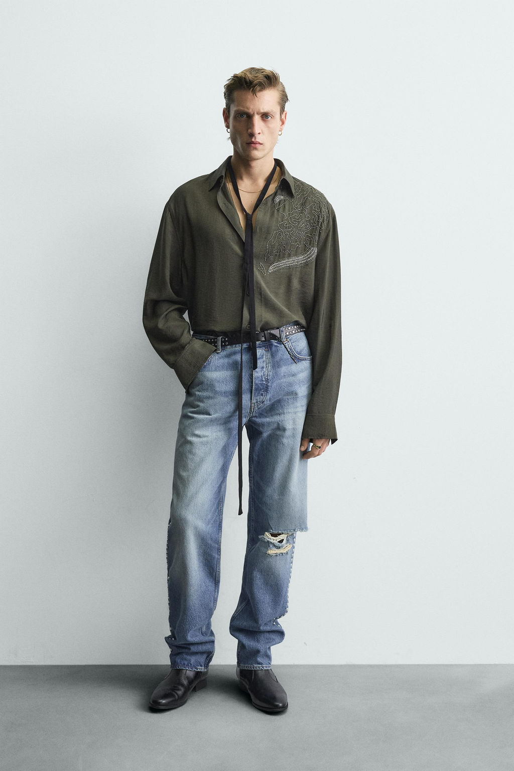 LIMITED EDITION EMBROIDERED SHIRT WITH RHINESTONES