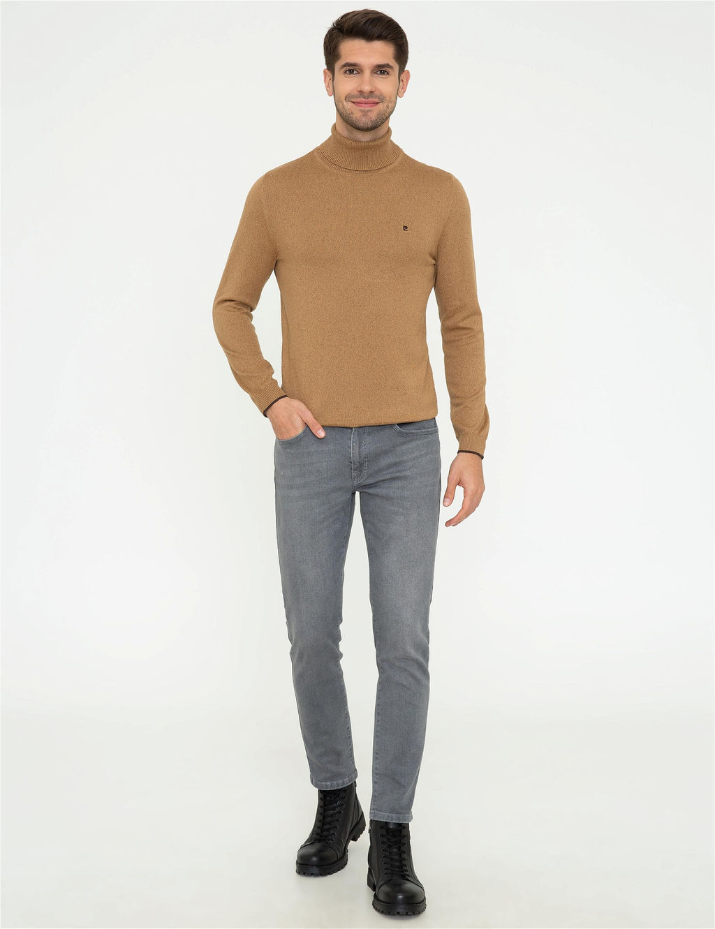 Camel Melanj Slim Fit Bal_k__ Yaka Basic Triko Kazak - Pierre cardin фото 5