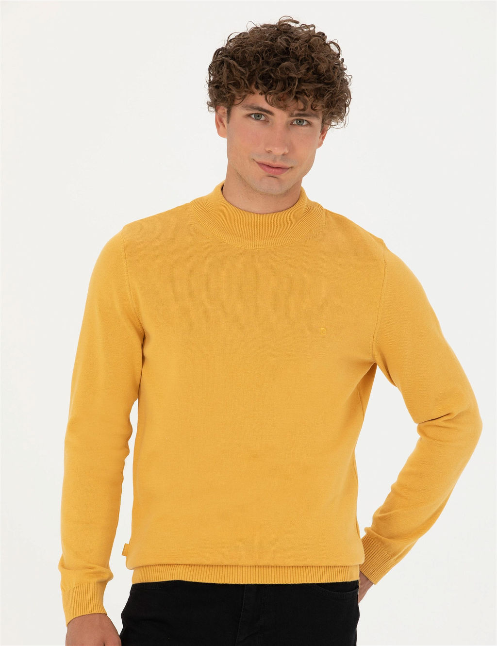 Hardal Slim Fit Yar_m Bal_k__ Yaka Basic Triko Kazak