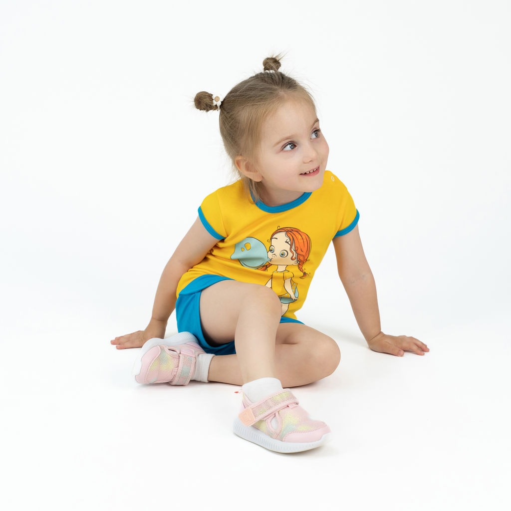 Костюм детский желтый/бирюза принт девочка 7059п (80, 52)