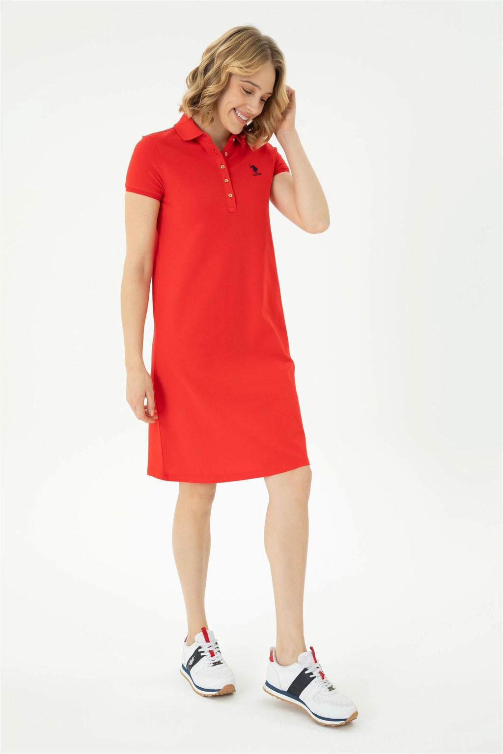Женское красное трикотажное платье - U.s. polo assn фото 10