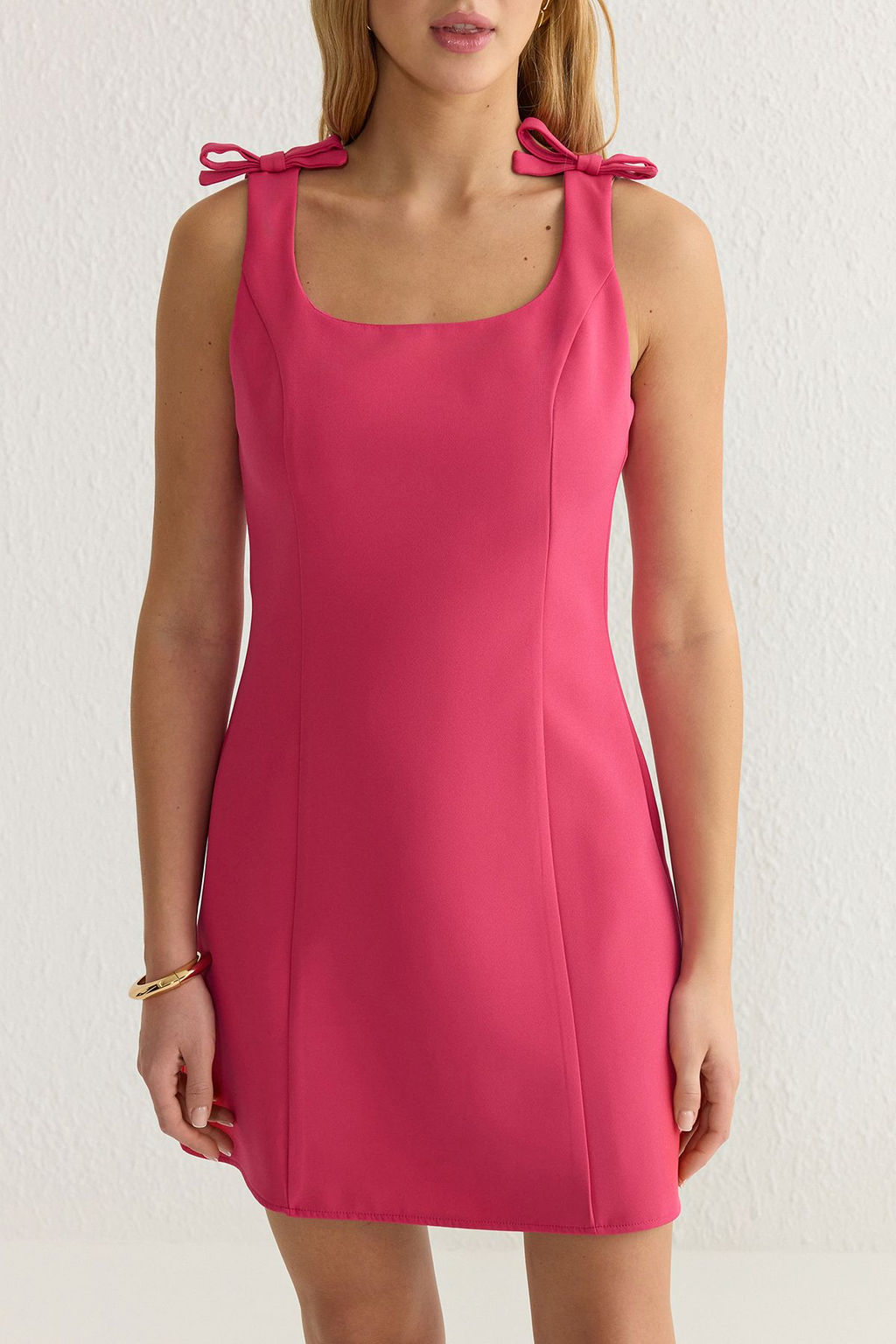 Fusya A Kesim Fiyonklu Mini Dokuma Elbise TWOSS25EL00267