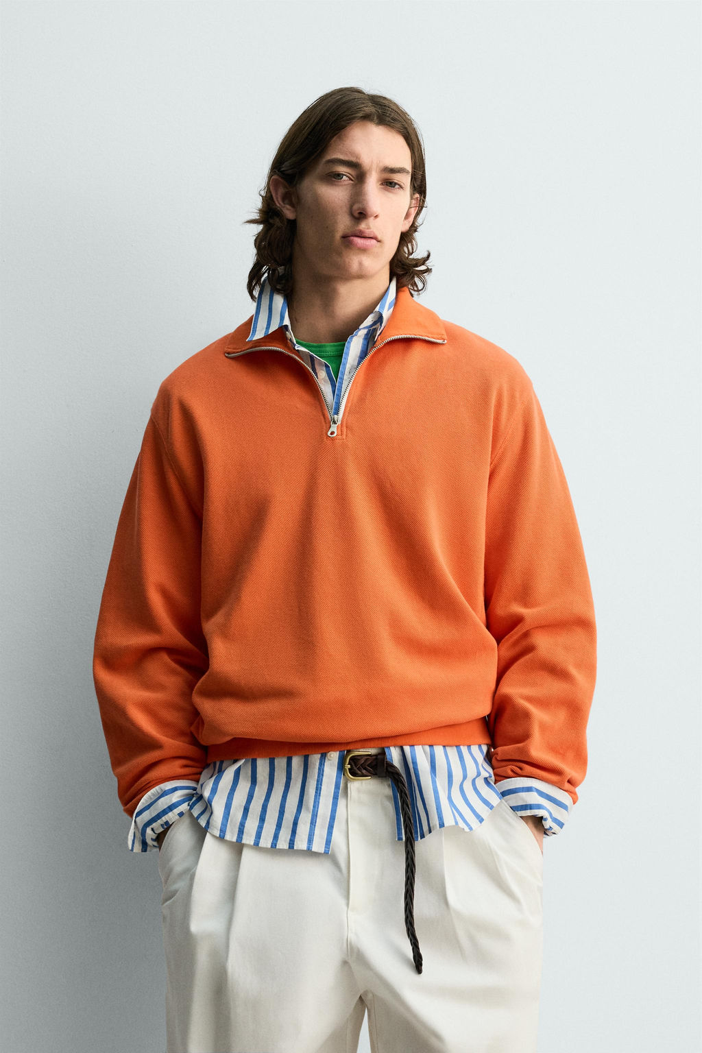SUDADERA PIQU? CUELLO CREMALLERA / Naranja - Zara фото 2