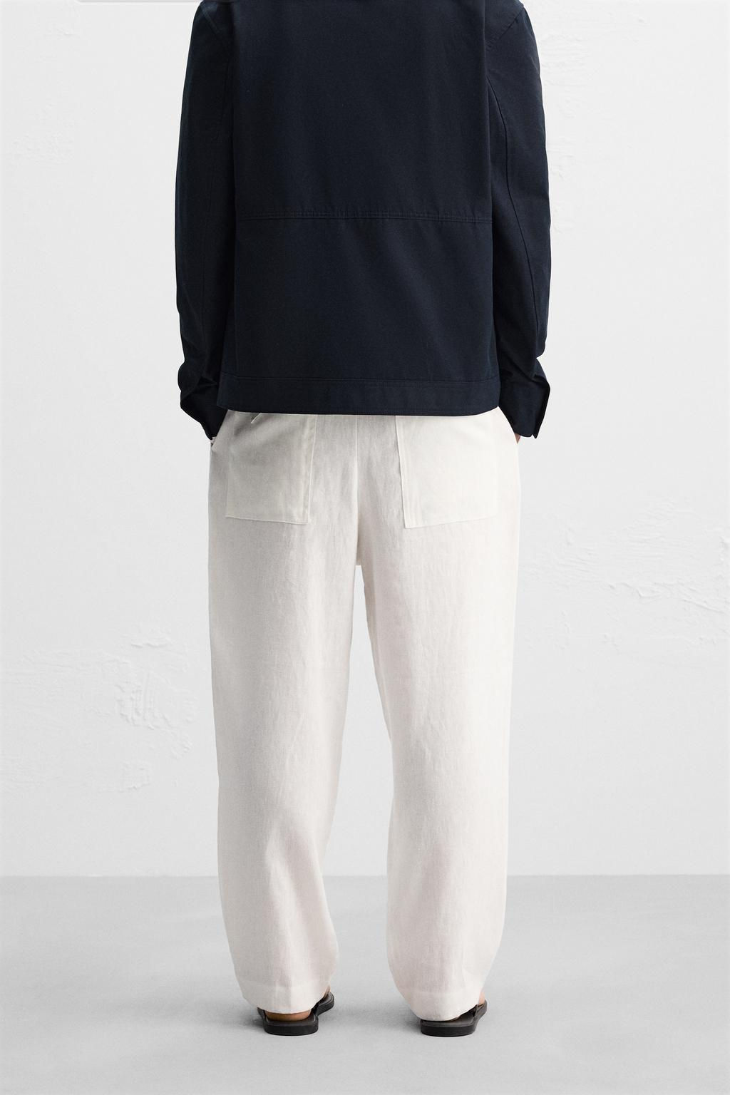 ZARA %100 KETEN ELAST?K BELL? PANTOLON  фото 3