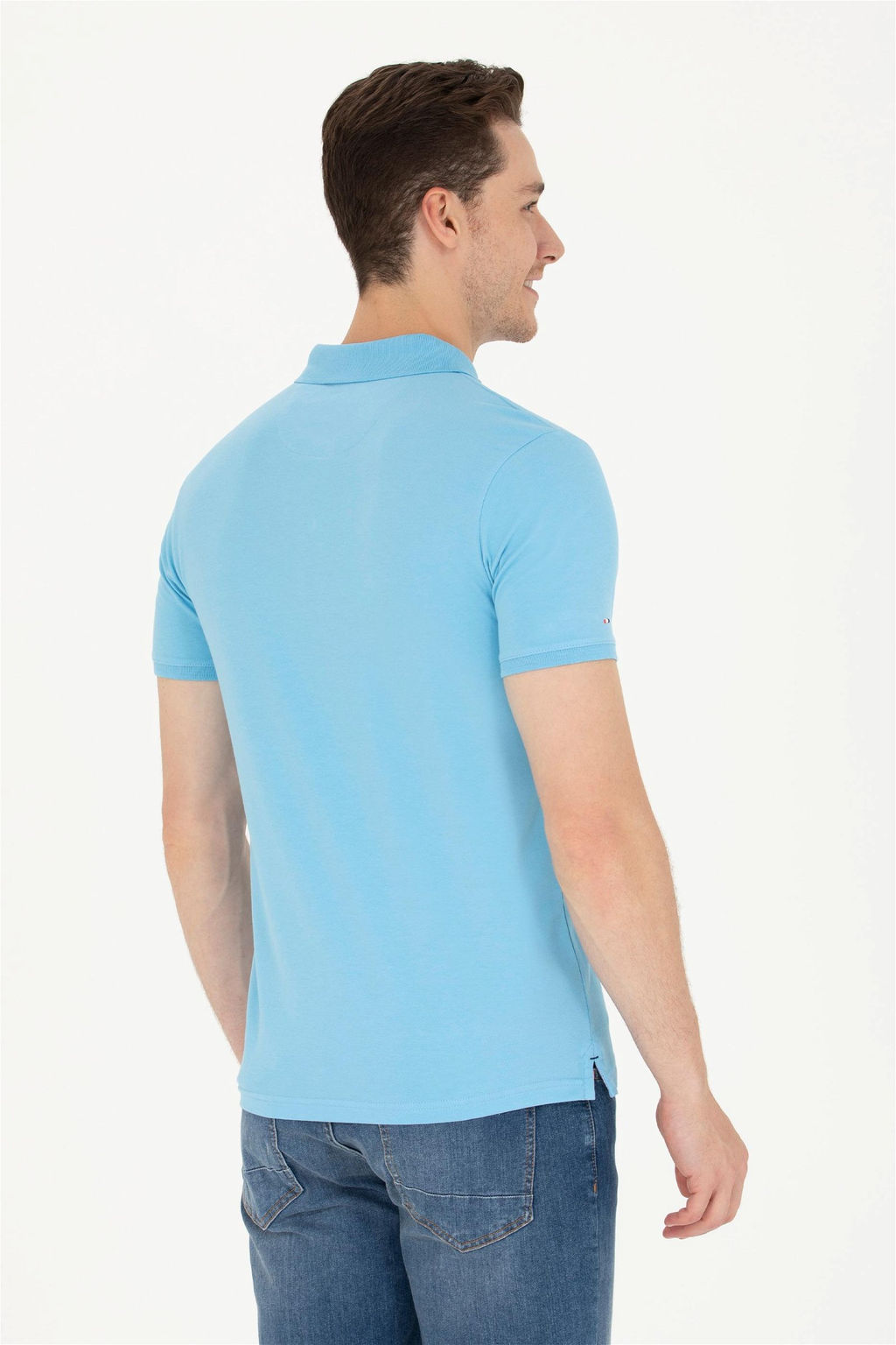 Мужская бирюзовая базовая футболка с воротником-поло - U.s. polo assn фото 5