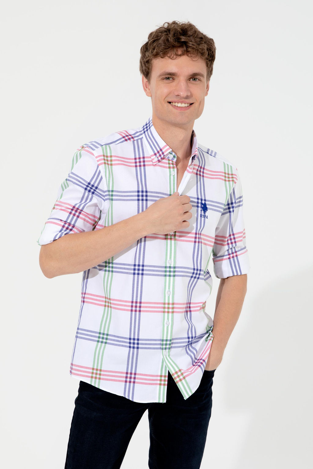 U. S. Polo Assn / -50% Мужская зеленая рубашка с длинным рукавом - U.s. polo assn фото 7