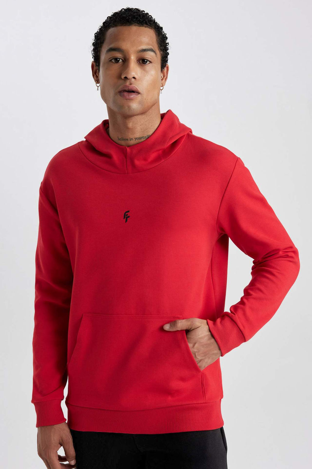 DeFactoFit Standart Fit Kapusonlu Skuba Dalg?c Kumas Cepli Sweatshirt  фото 2