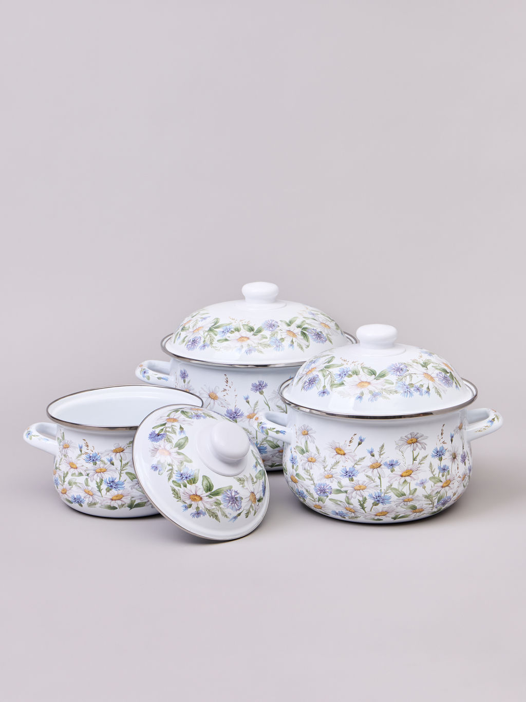 НАБОР КАСТРЮЛЬ AGNESS ЭМАЛИРОВАННЫХ СЕРИЯ SENTIMENT, 6ПР. 1,5/2,8/3,6Л, 16Х10/20Х12/22Х13СМ  фото 3