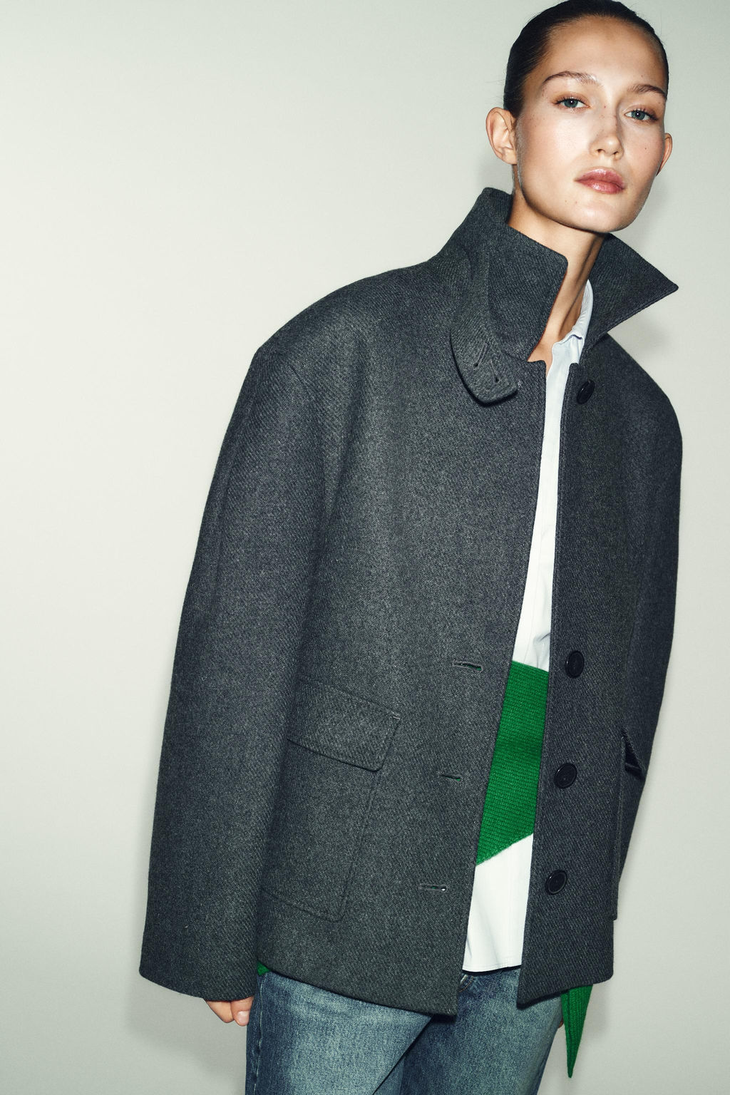 CROPPED WOOL COAT WITH HIGH NECK - Zara фото 4
