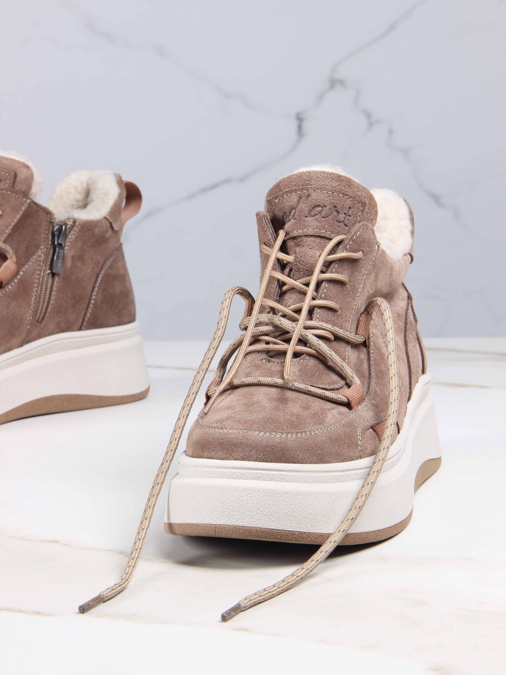 Ботинки 229.windybe. Серо-коричневая замша/Шерсть