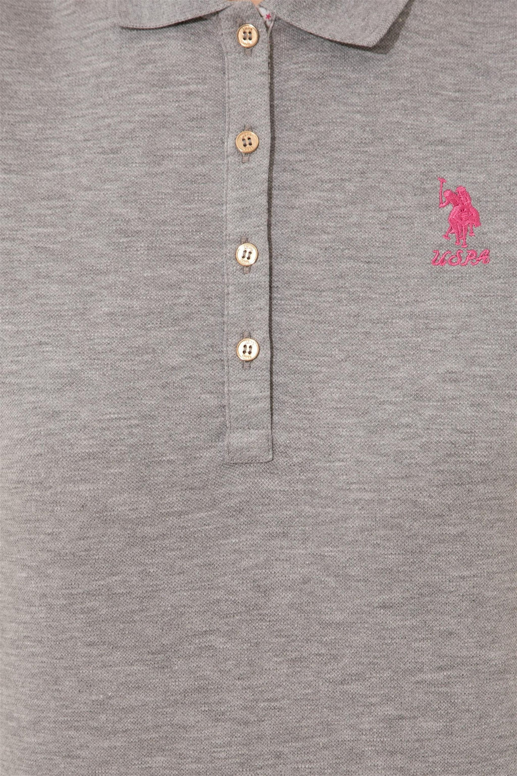 Женская серая меланжевая футболка с воротником поло Basic - U.s. polo assn фото 12