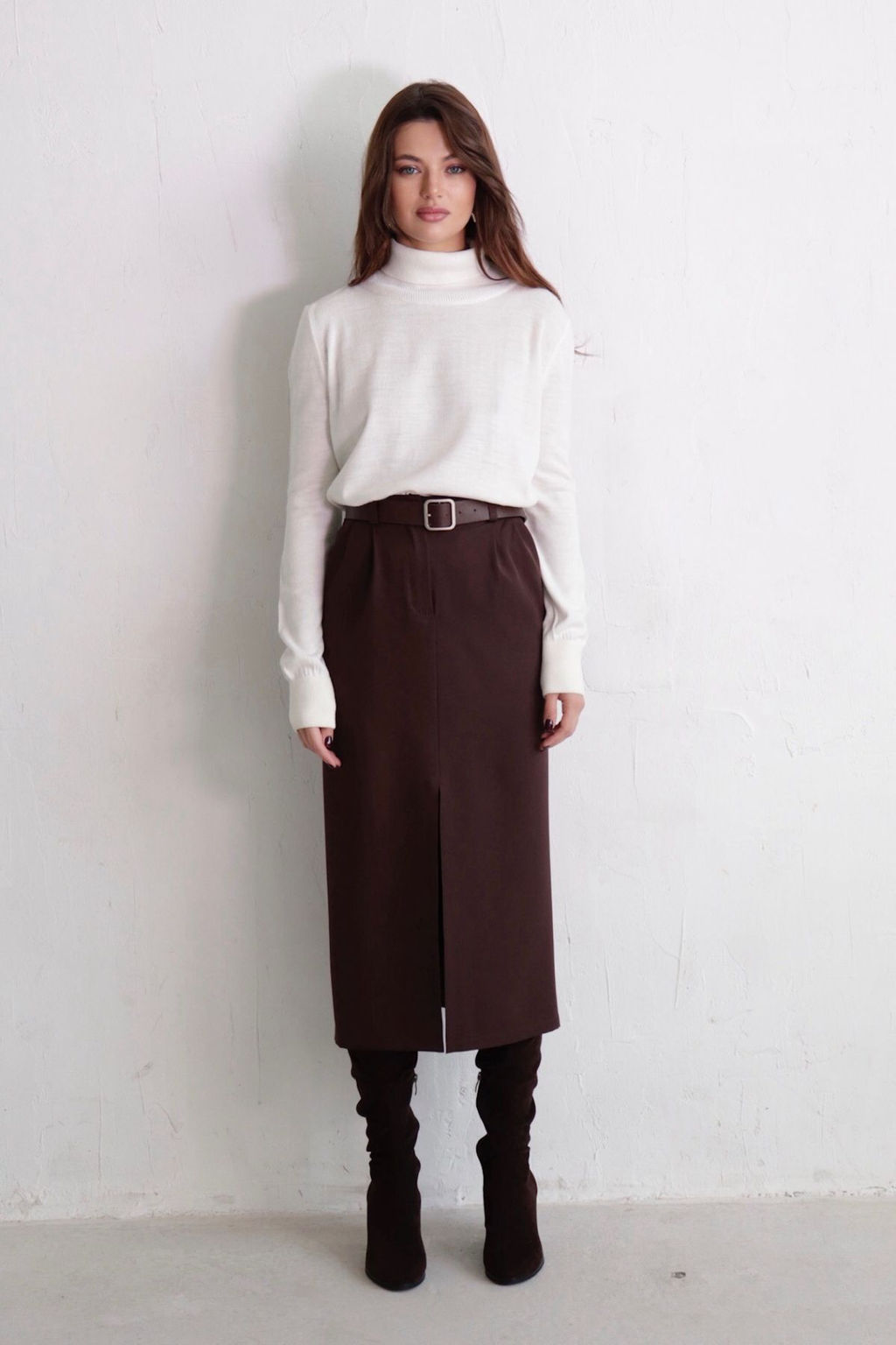 10961 Юбка миди-макси кофейная - Martichelli фото 2
