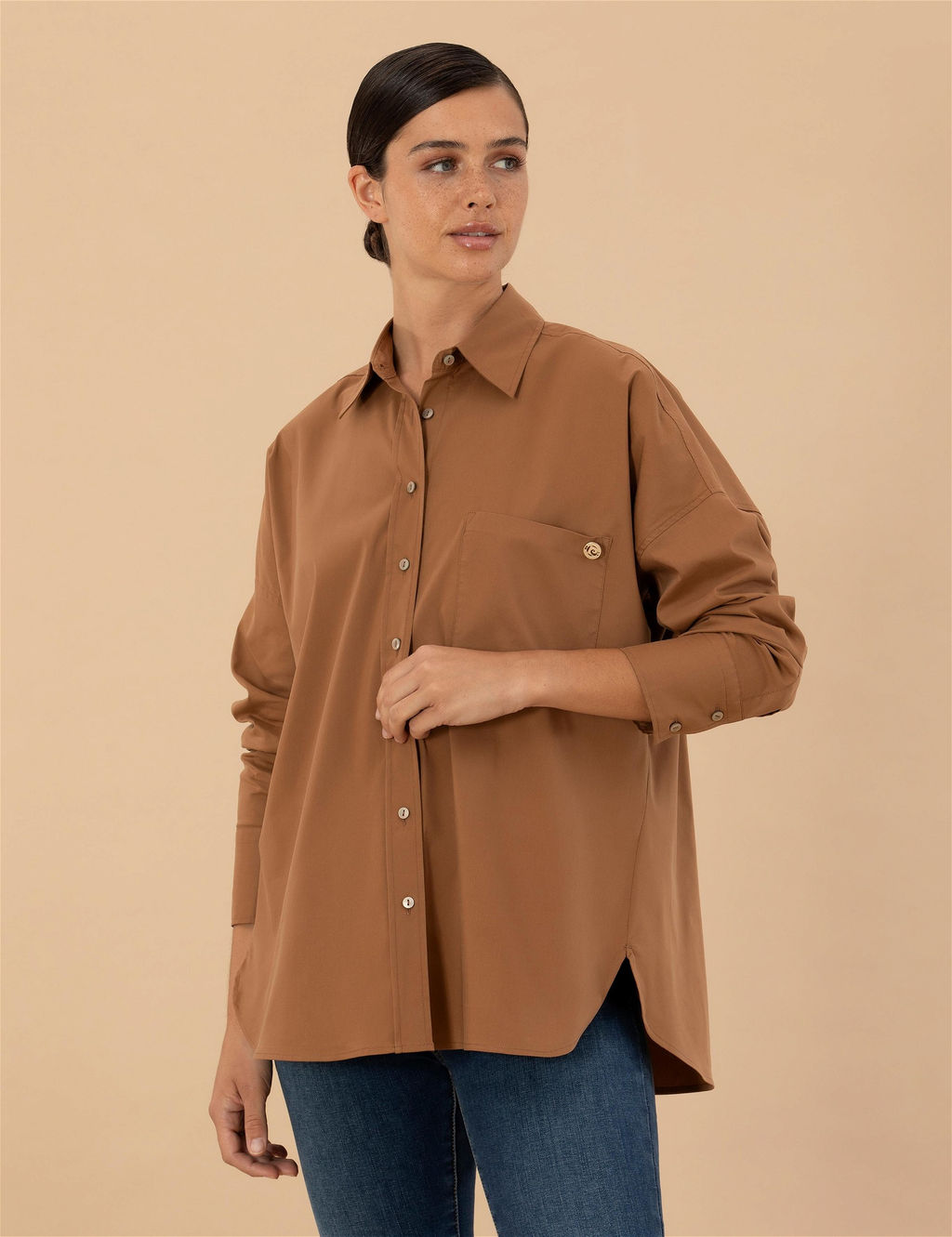 Camel Oversize Uzun Kollu G_mlek