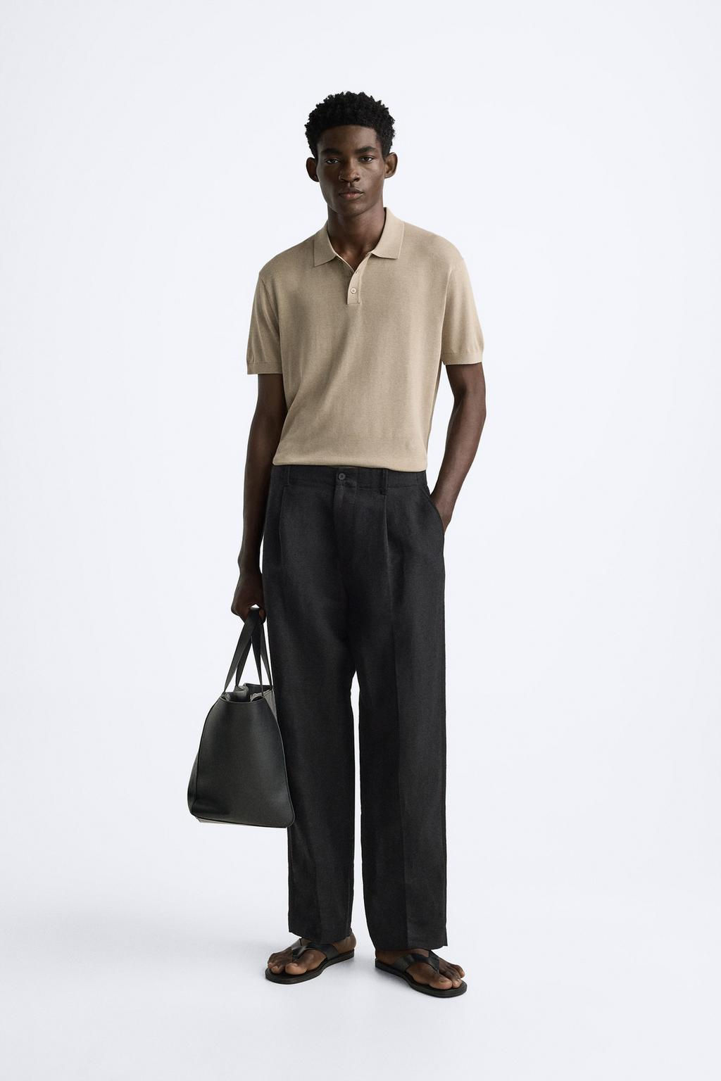 COTTON AND SILK KNIT POLO SHIRT - Zara фото 30