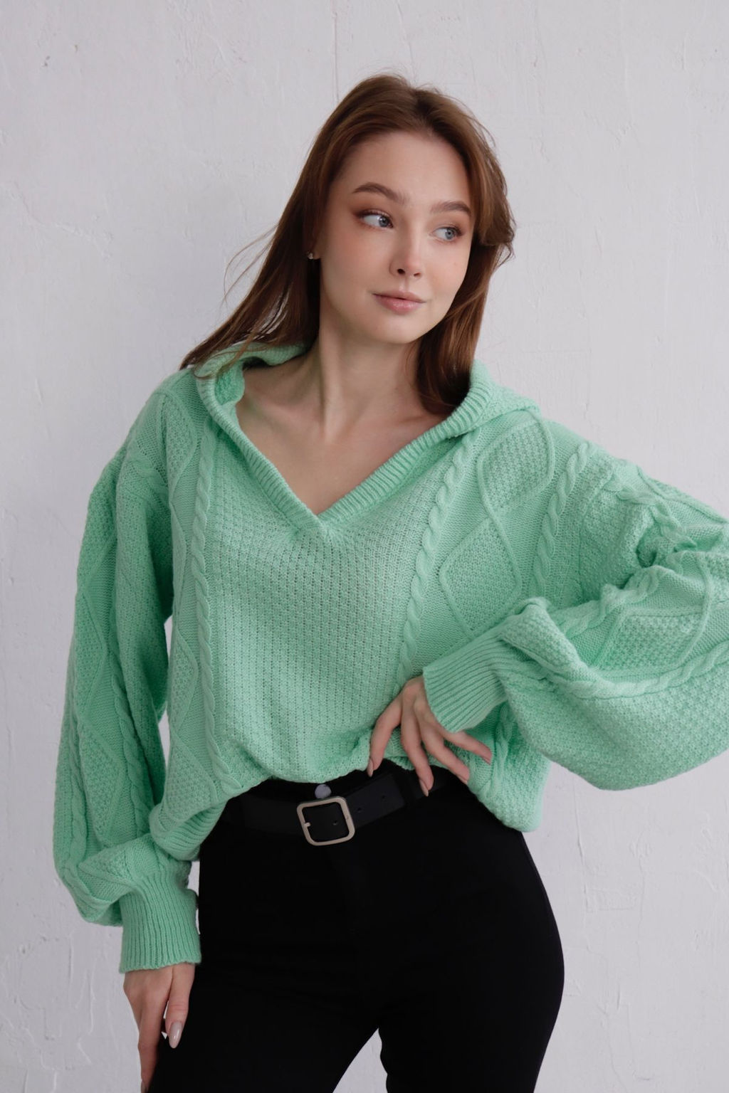 9937 Пуловер с капюшоном мята - Martichelli фото 25