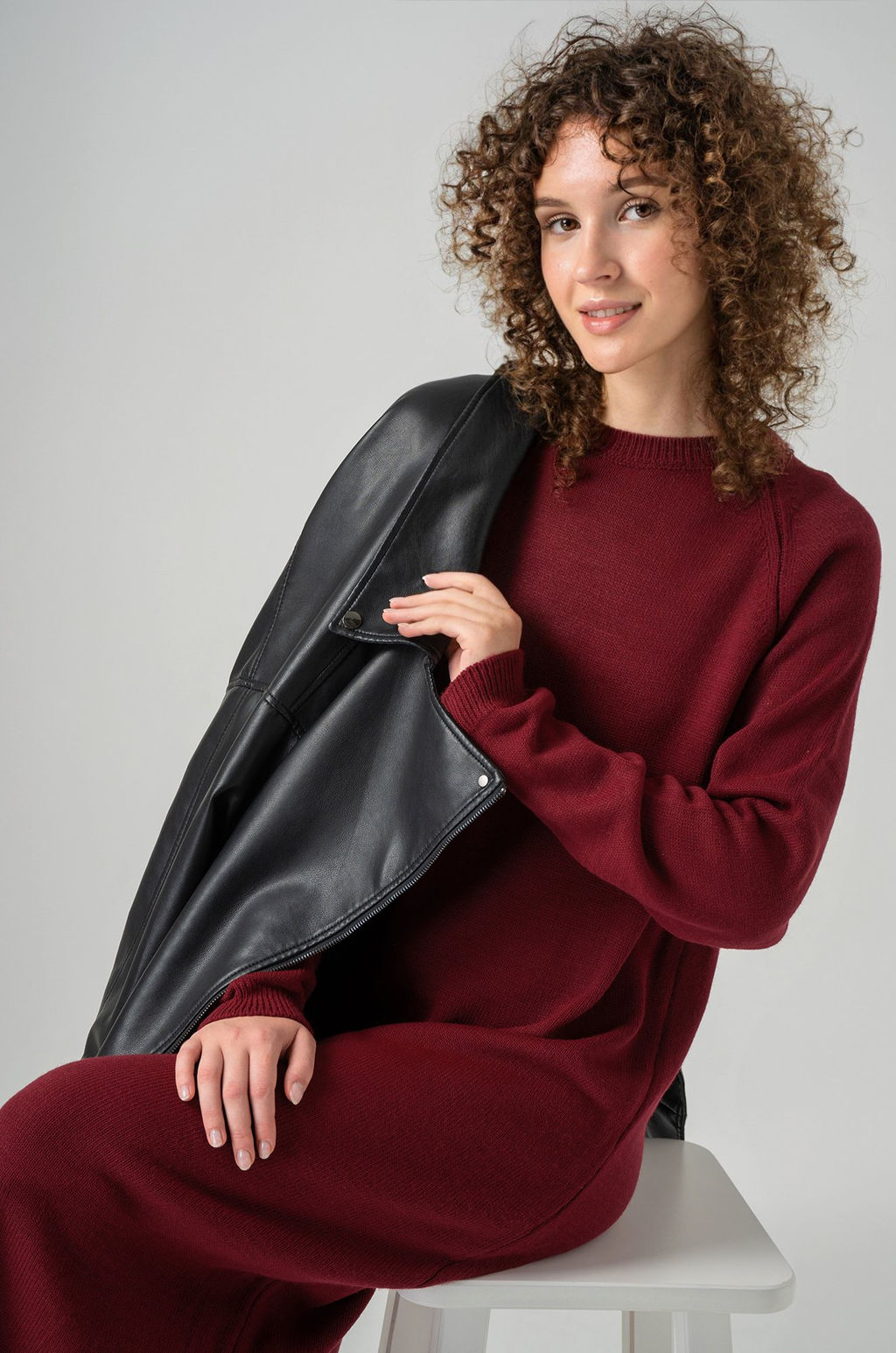 Женское теплое вязаное платье Happyfox