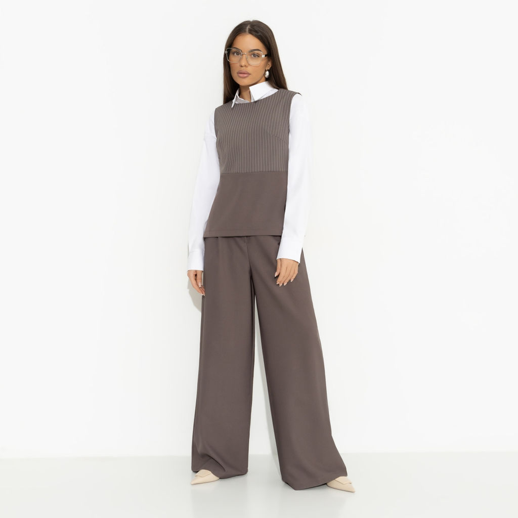 Брюки с защипами, Легкой походкой (brown)