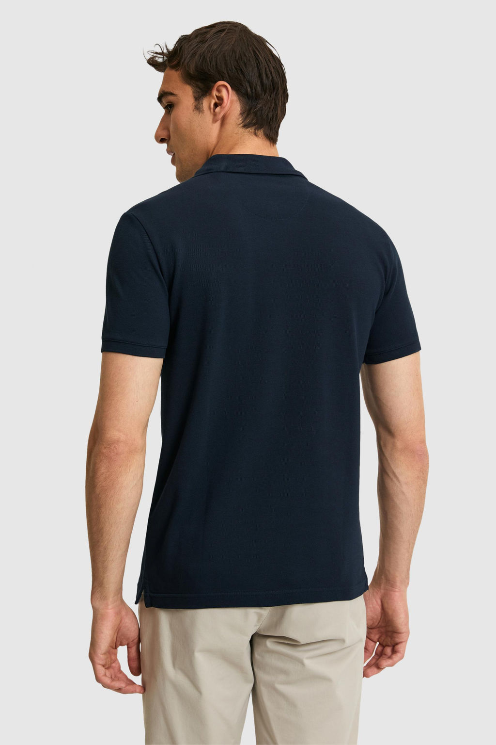 Erkek Slim Fit Polo Yaka Koyu Lacivert Basic Ti__rt