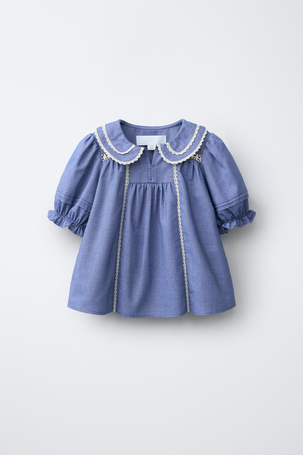 BLUSA PUNTILLAS CONTRASTE / Azul / Marino - Zara фото 2