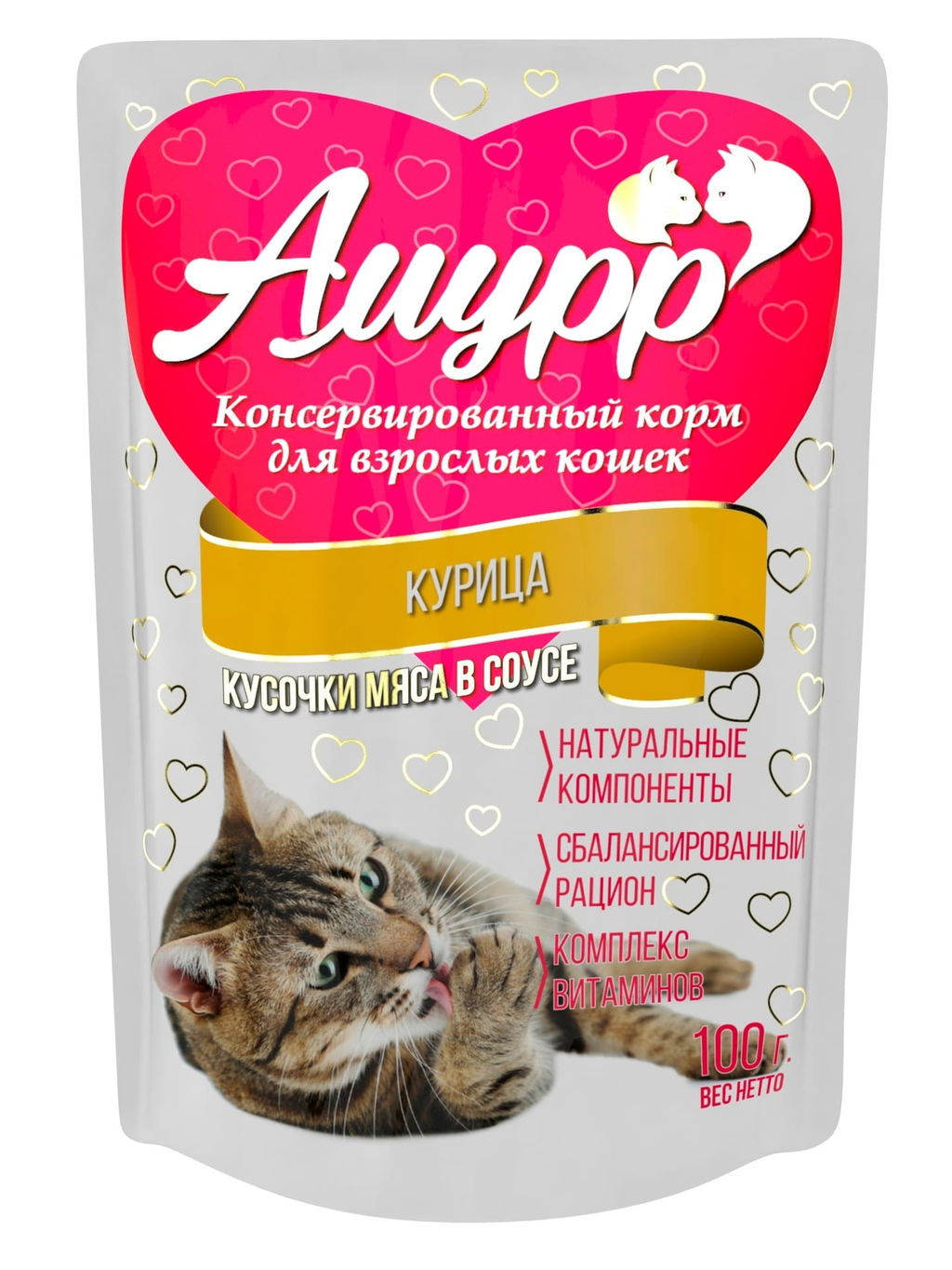 Амурр пауч 100 г. д\кош.в соусе Курица 4640021010013  фото 2