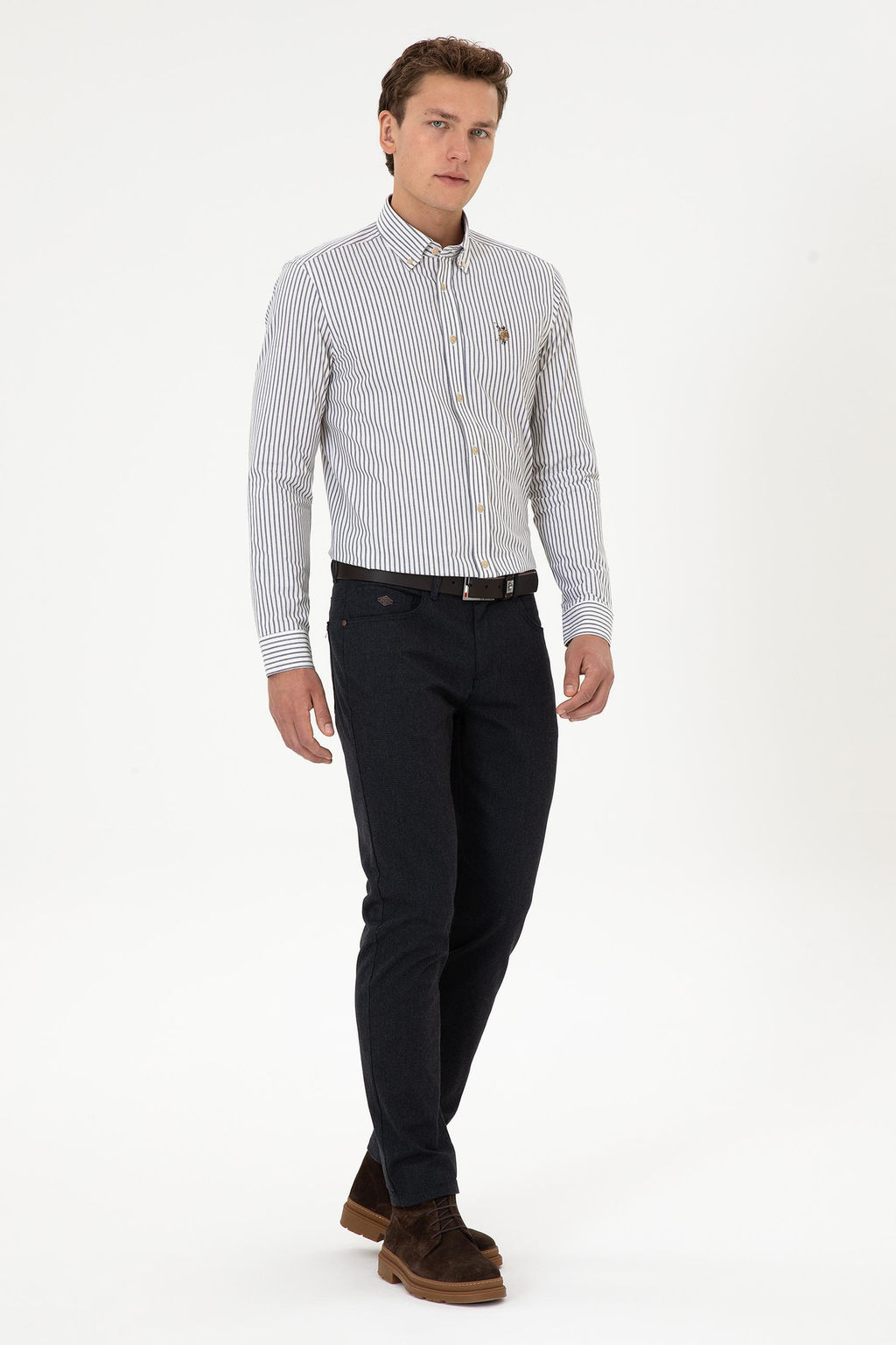Erkek Lacivert Slim Fit Kanvas / Chino Pantolon