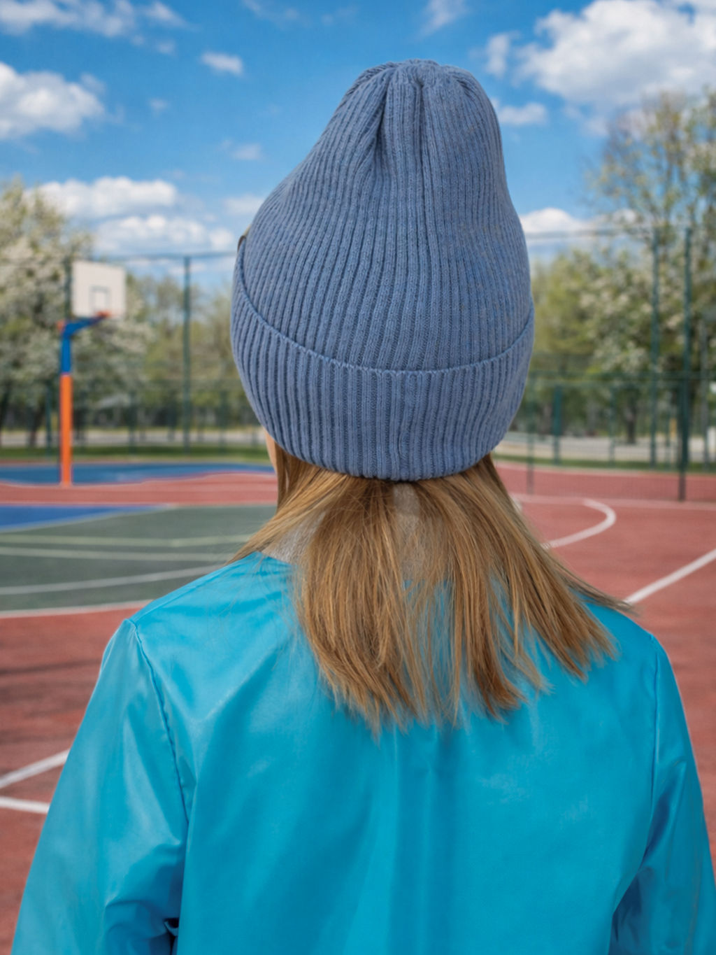 Шапка вязаная детская джинс