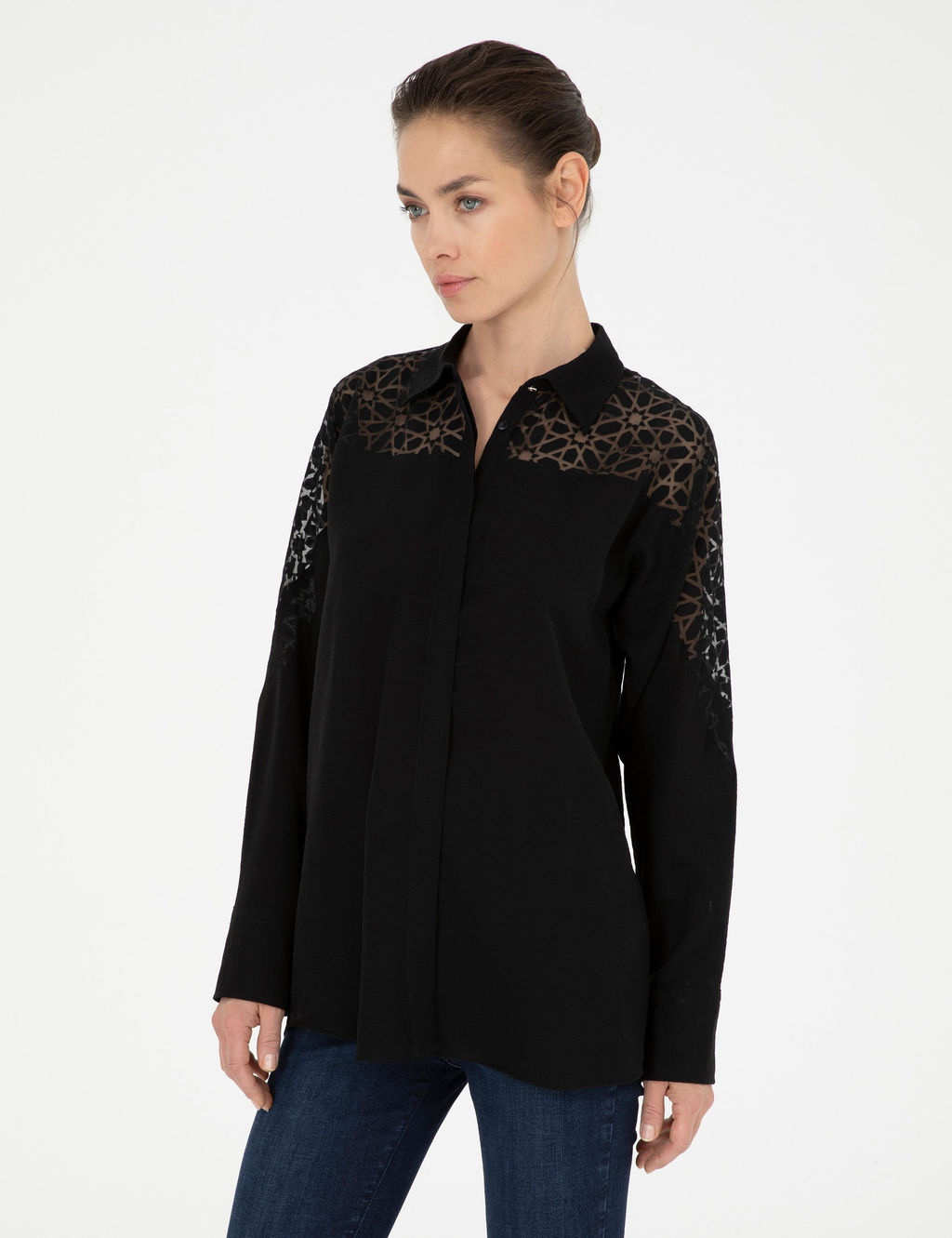 Siyah Comfort Fit Uzun Kollu G_mlek