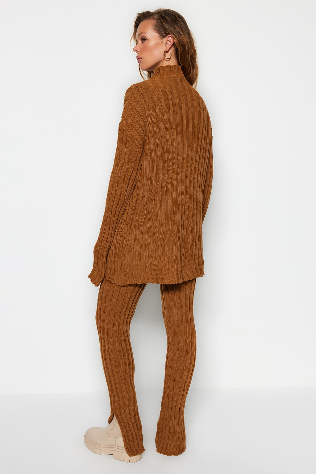 Antrasit Fitilli Pantolon Y?rtmac Detayl? Triko Alt-Ust Tak?m TWOAW24AU00013 - Trendyolmilla фото 13