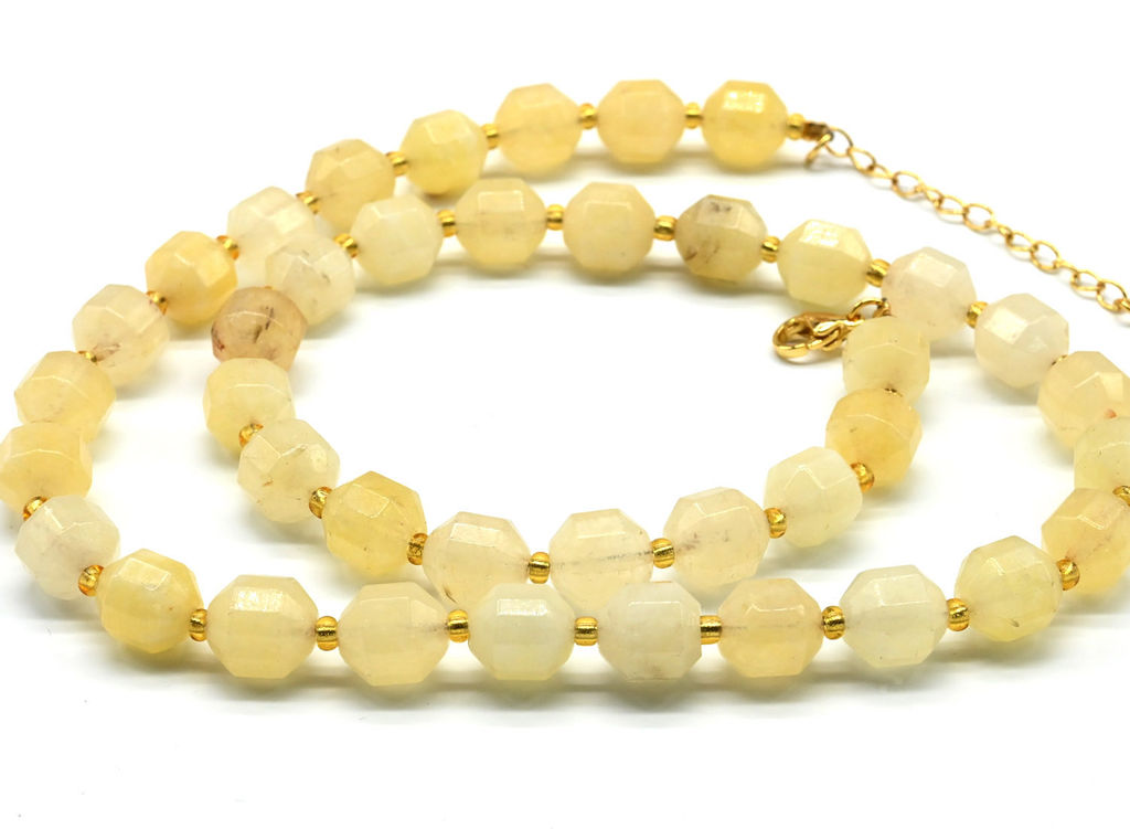 Бусы граненые из кальцита сегмент 8*10мм цв.цитрин, 49см