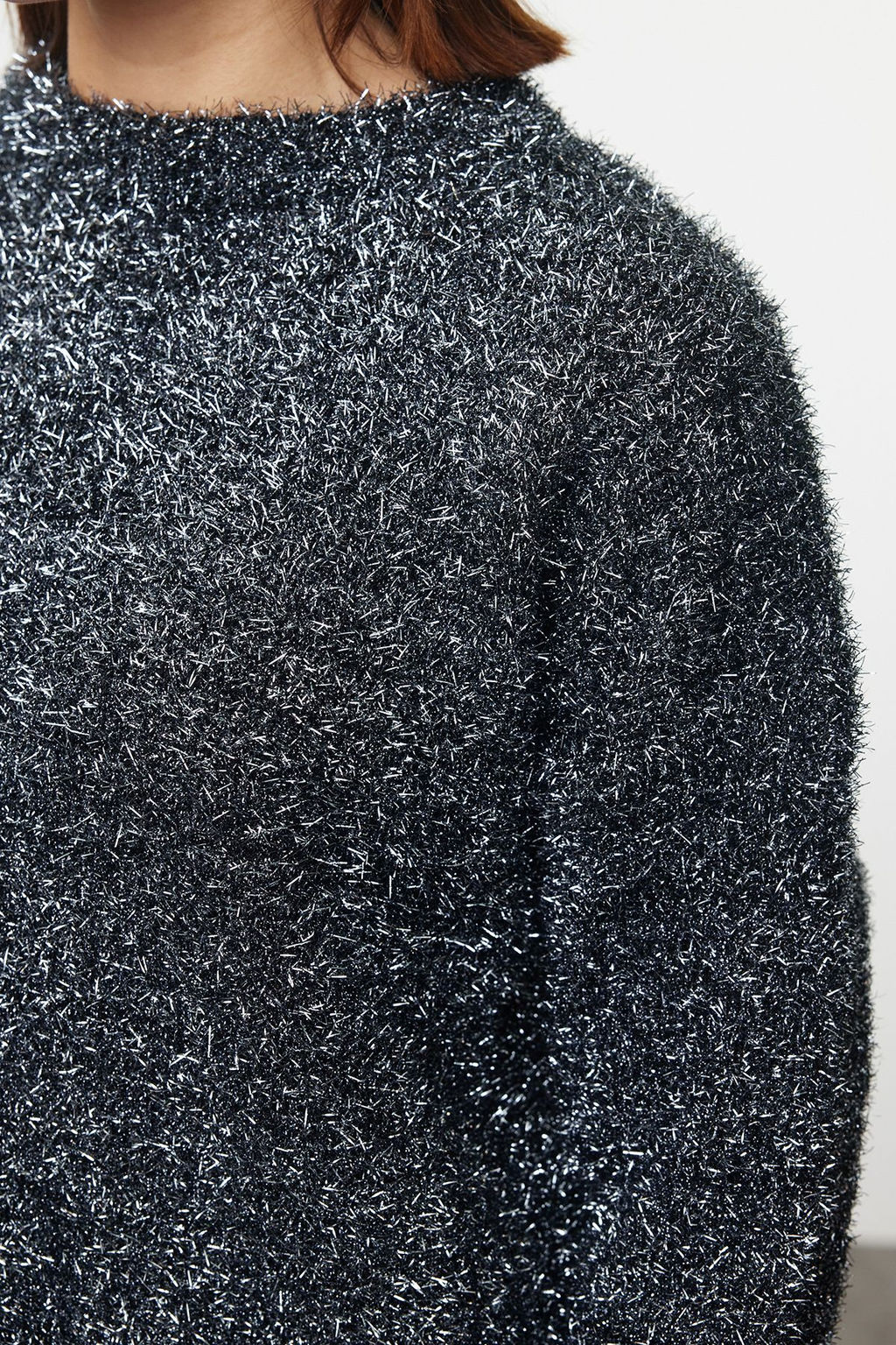 Antrasit Y?lbas? Temal? Simli Triko Kazak TWOAW25KZ00171 - Trendyolmilla фото 4