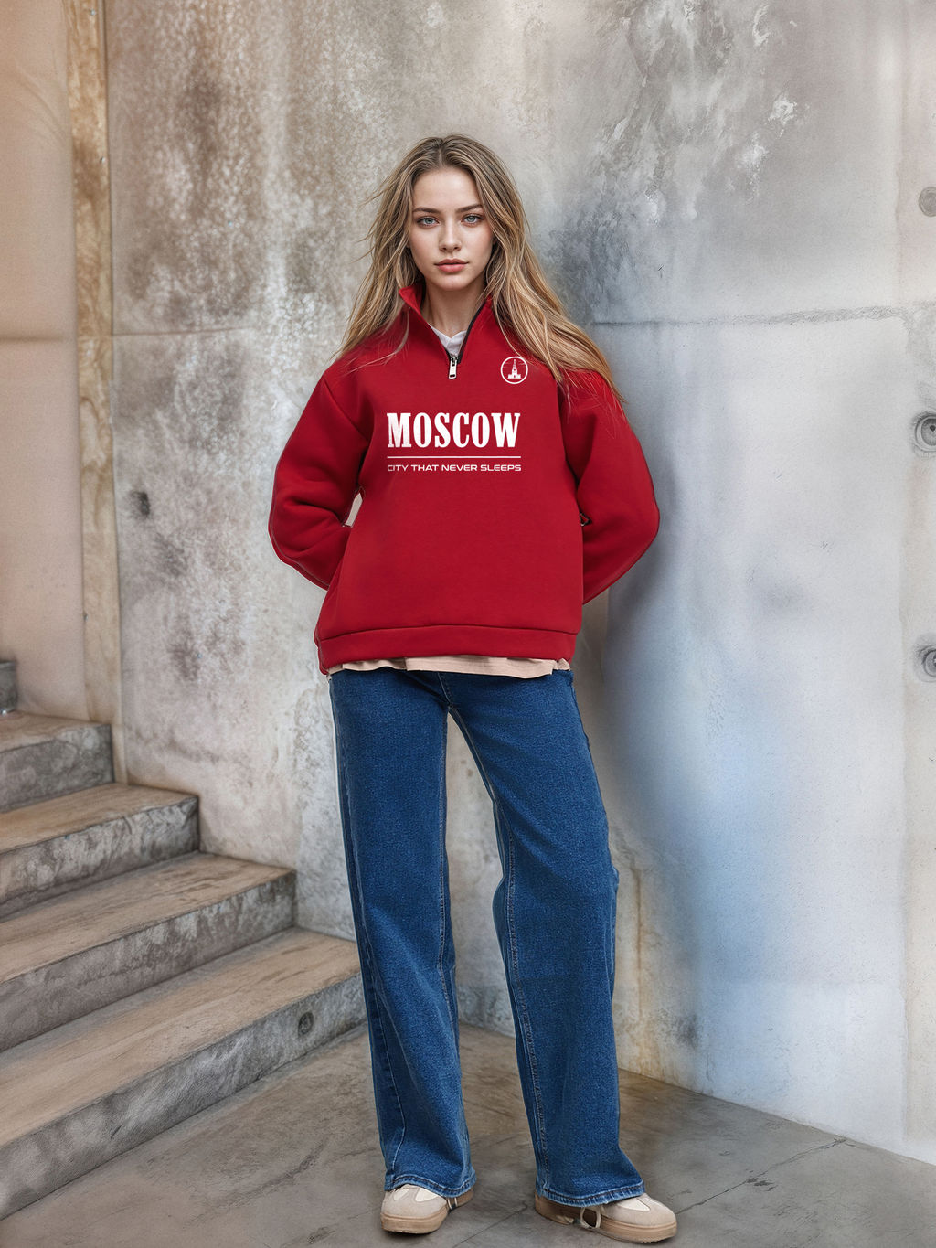 Толстовка женская с зип-воротником Moscow - Yollochka фото 8