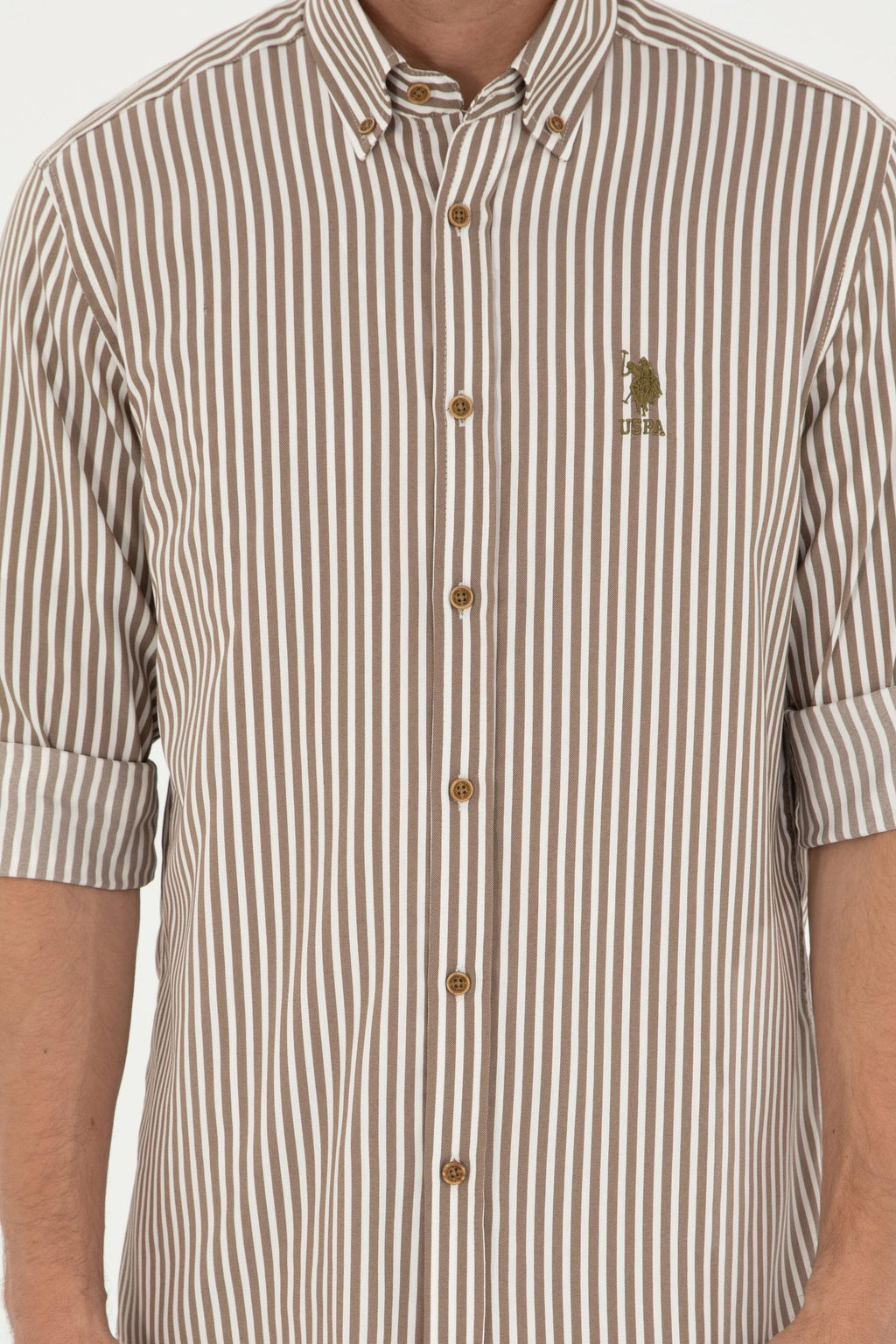 Мужская рубашка цвета хаки с длинным рукавом - U.s. polo assn фото 6
