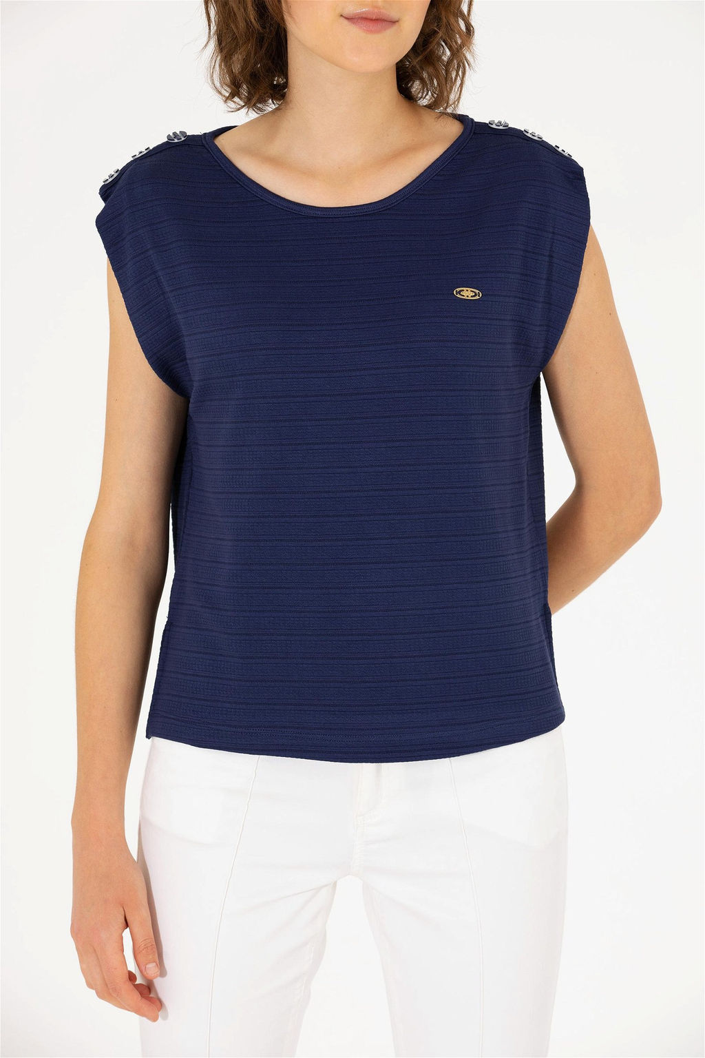 Женская темно-синяя футболка без рукавов с круглым вырезом Неожиданная скидка в корзине - U.s. polo assn фото 6