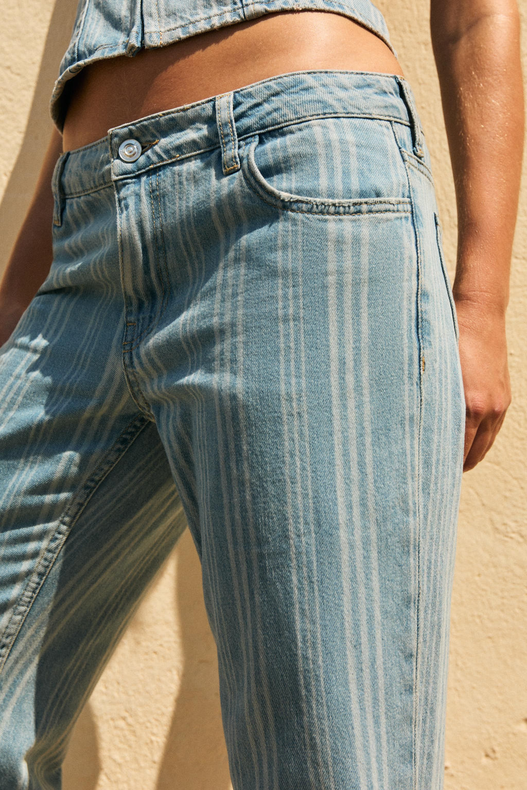 JEANS Z1975 STRAIGHT TIRO BAJO RAYAS / Azul medio - Zara фото 3