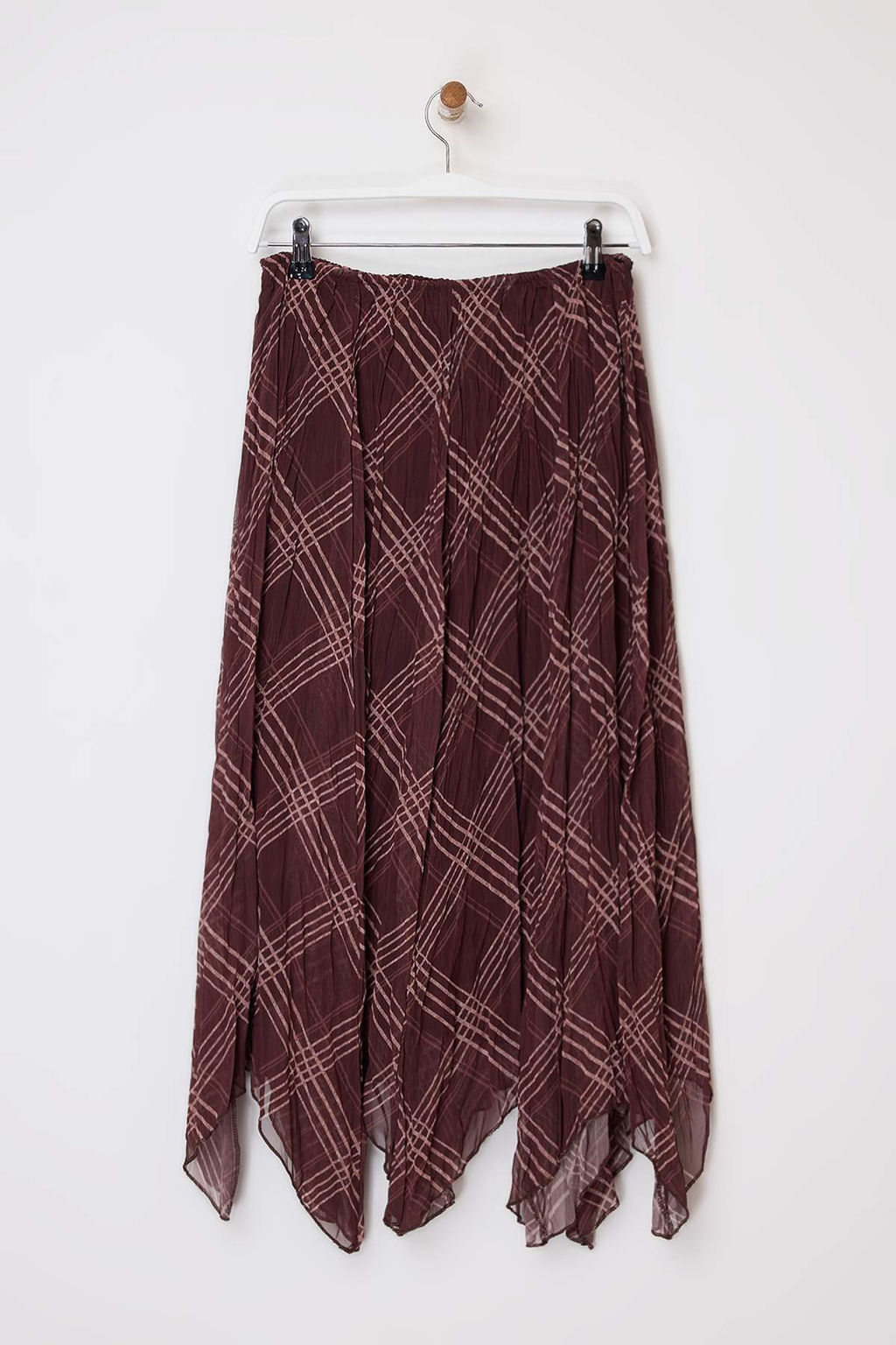 Kahverengi Ekoseli Asimetrik Astarl? Sifon K?r?s?k Dokuma Asimetrik Uzun Etek TWOSS26ET00049 - Trendyolmilla фото 5