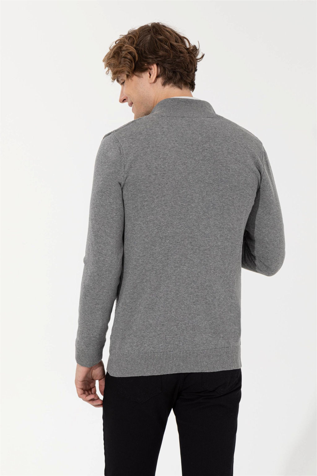 U. S. Polo Assn Мужской серый меланжевый базовый трикотажный кардиган - U.s. polo assn фото 11