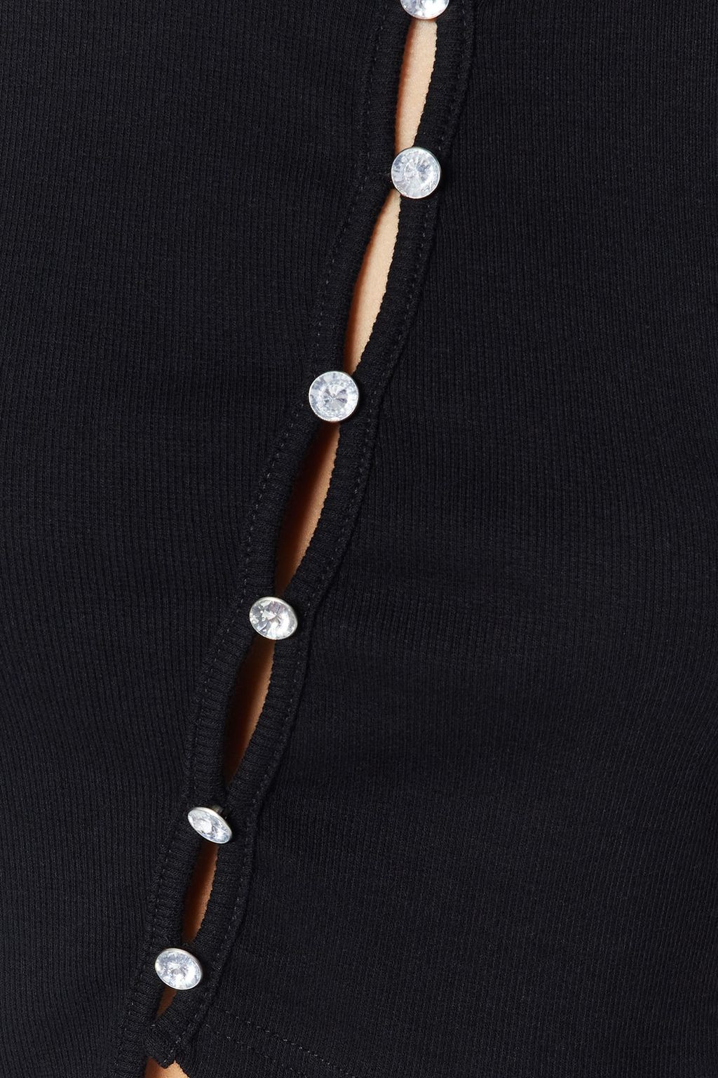 Trendyolmilla Siyah Tas Detayl? Asimetrik Fitted/Vucuda Oturan Fitilli Crop Orme Bluz TWOSS23BZ00500  фото 11