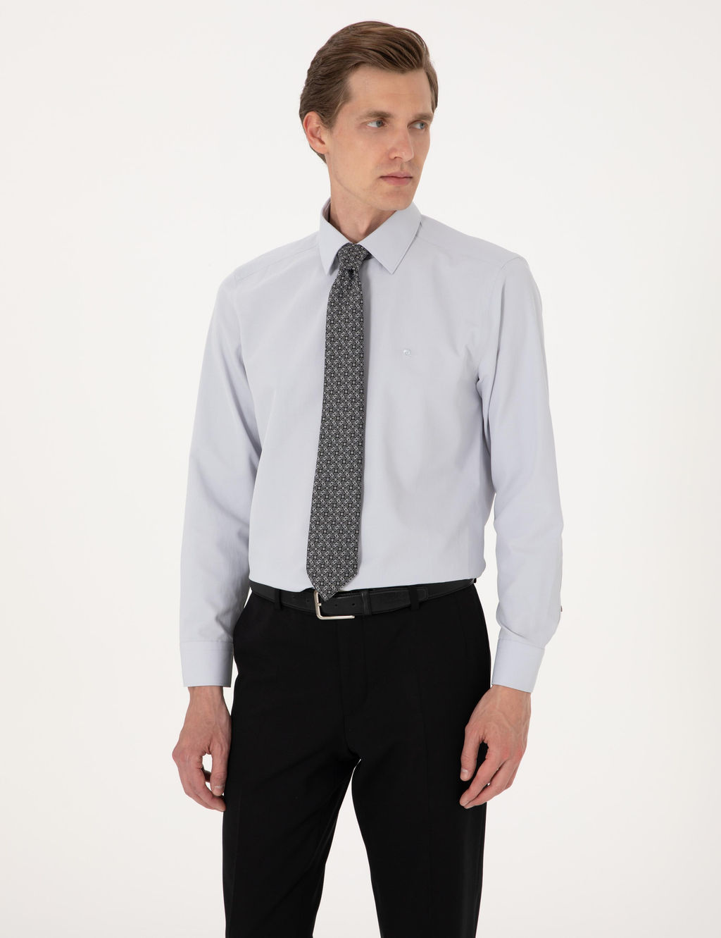 A__k Gri Slim Fit Uzun Kollu Basic G_mlek - Pierre cardin фото 4