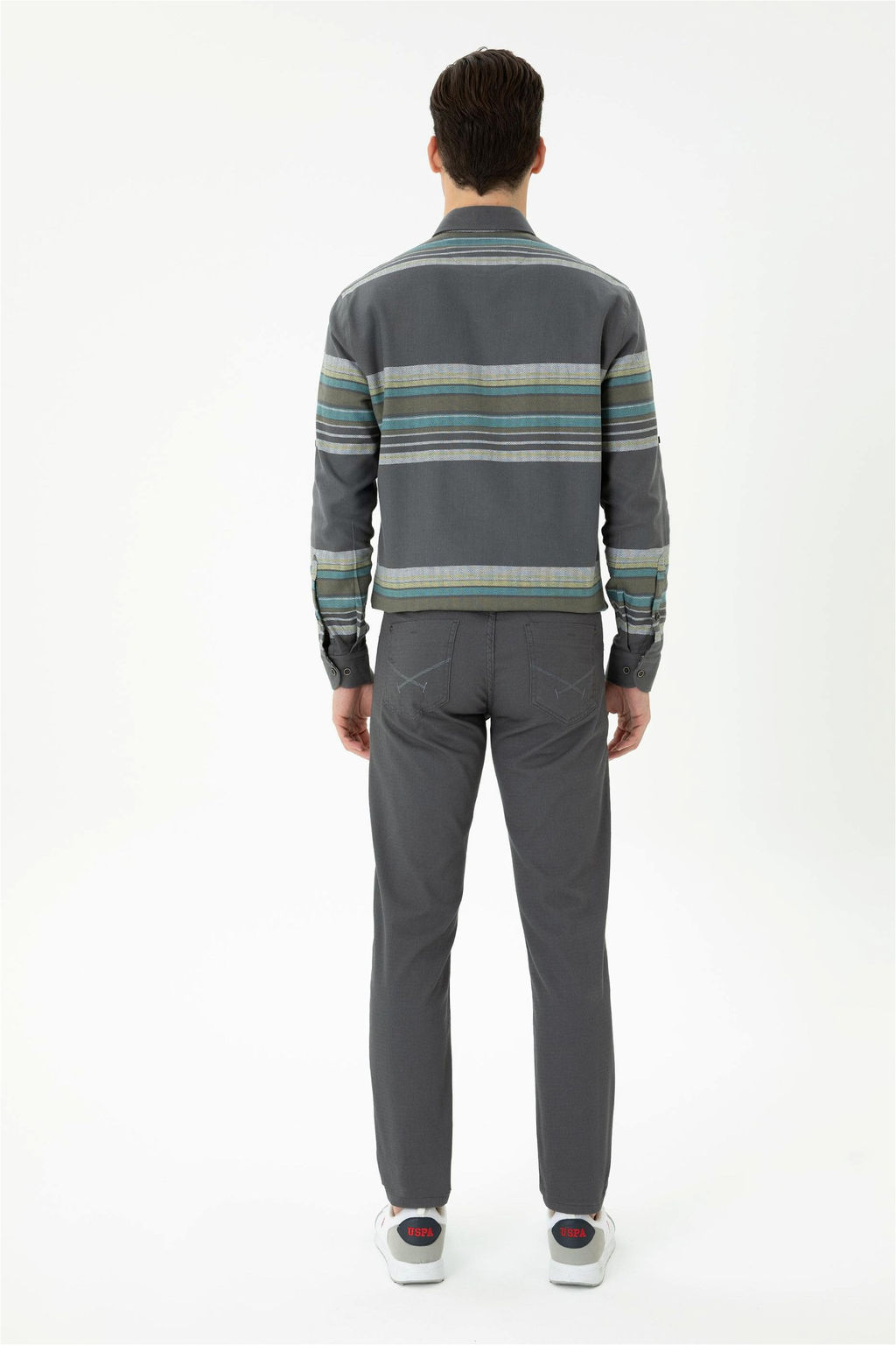 Мужские брюки из плотной ткани антрацитового цвета - U.s. polo assn фото 4