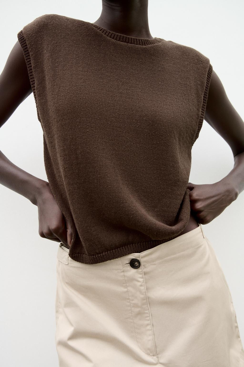 SLEEVELESS PLAIN KNIT TOP - Zara фото 2