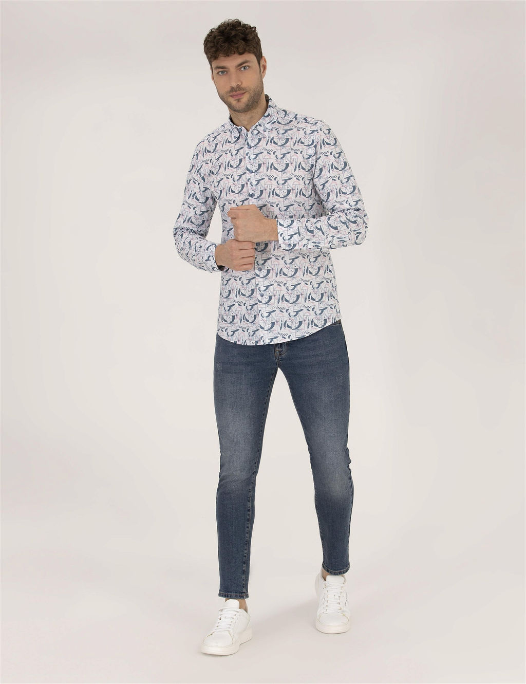 Pembe Slim Fit Uzun Kollu G_mlek - Pierre cardin фото 4