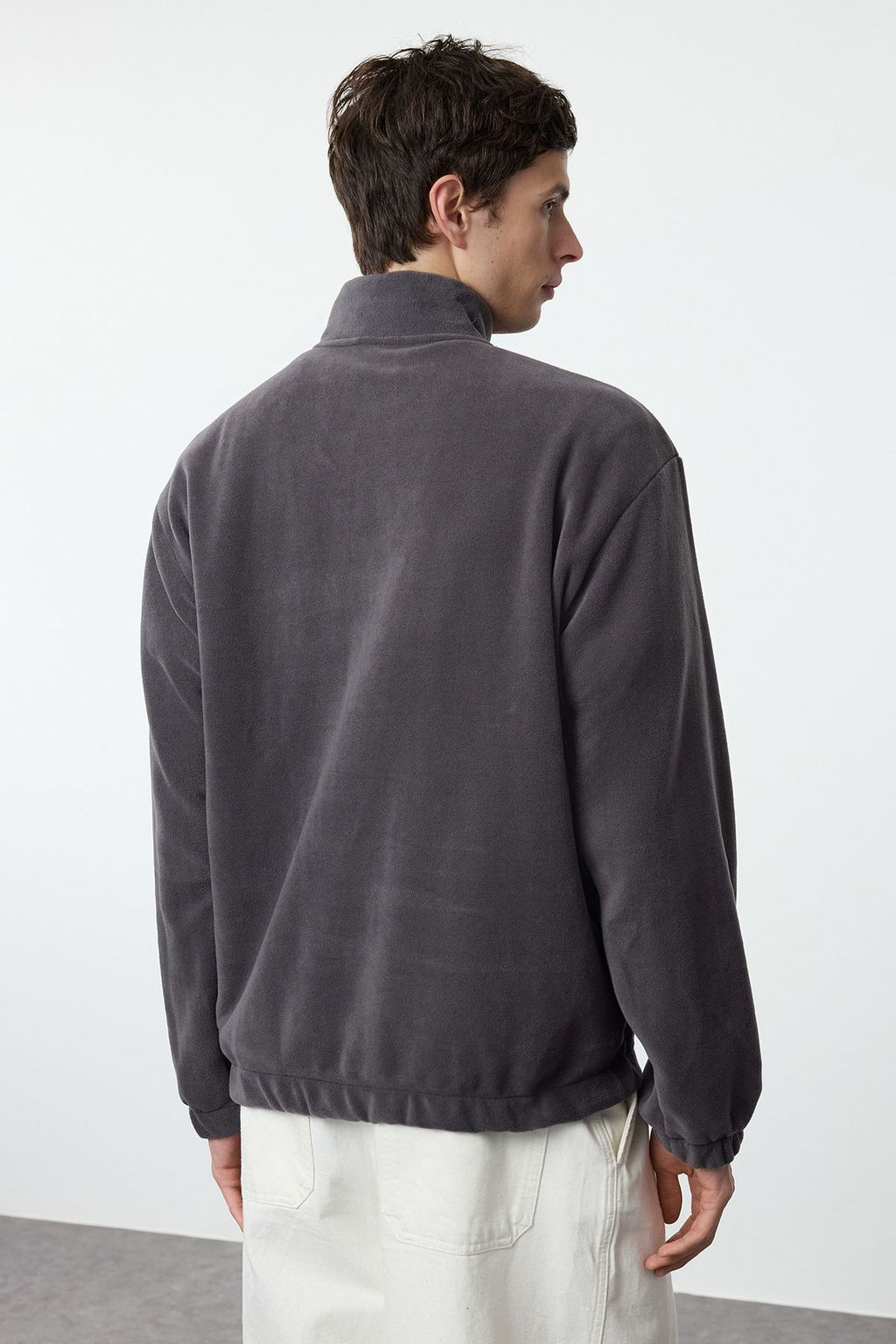 TRENDYOL MAN Antrasit Oversize/Genis Kesim Dik Yaka Anti-Pilling S?cak Tutan/Polar Sweatshirt TMNAW25SW00022 - Trendyolmilla фото 5