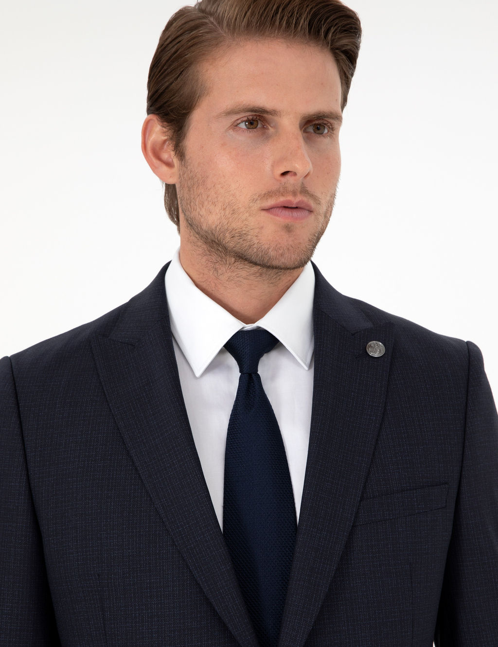 Lacivert Extra Slim Fit _izgili Y_nl_ Tak_m Elbise