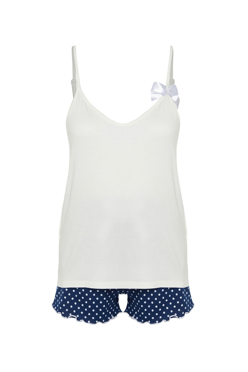 Trendyolmilla Mavi Cicekli Kurdele/Fiyonklu Ip Ask?l? Sortlu Orme Pijama Tak?m? THMSS24PT00320  фото 14