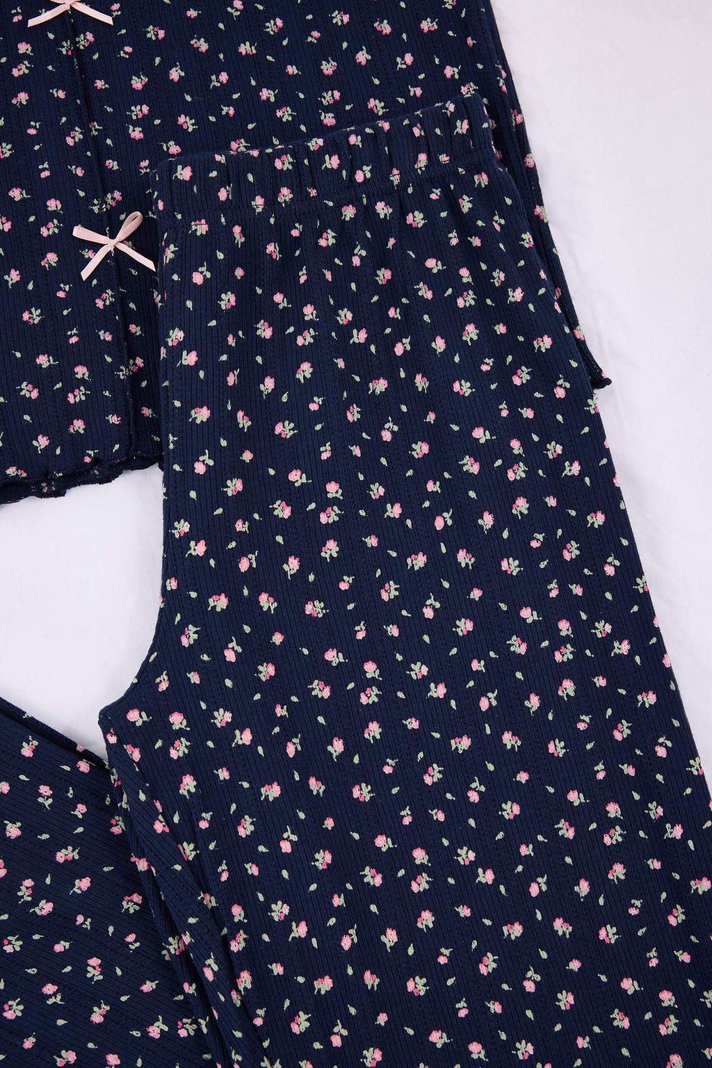 Yesil %100 Pamuklu Cicekli Kurdele/Fiyonklu Fitilli/Pointel Orme Pijama Tak?m? THMSS26PT00010 - Trendyolmilla фото 20