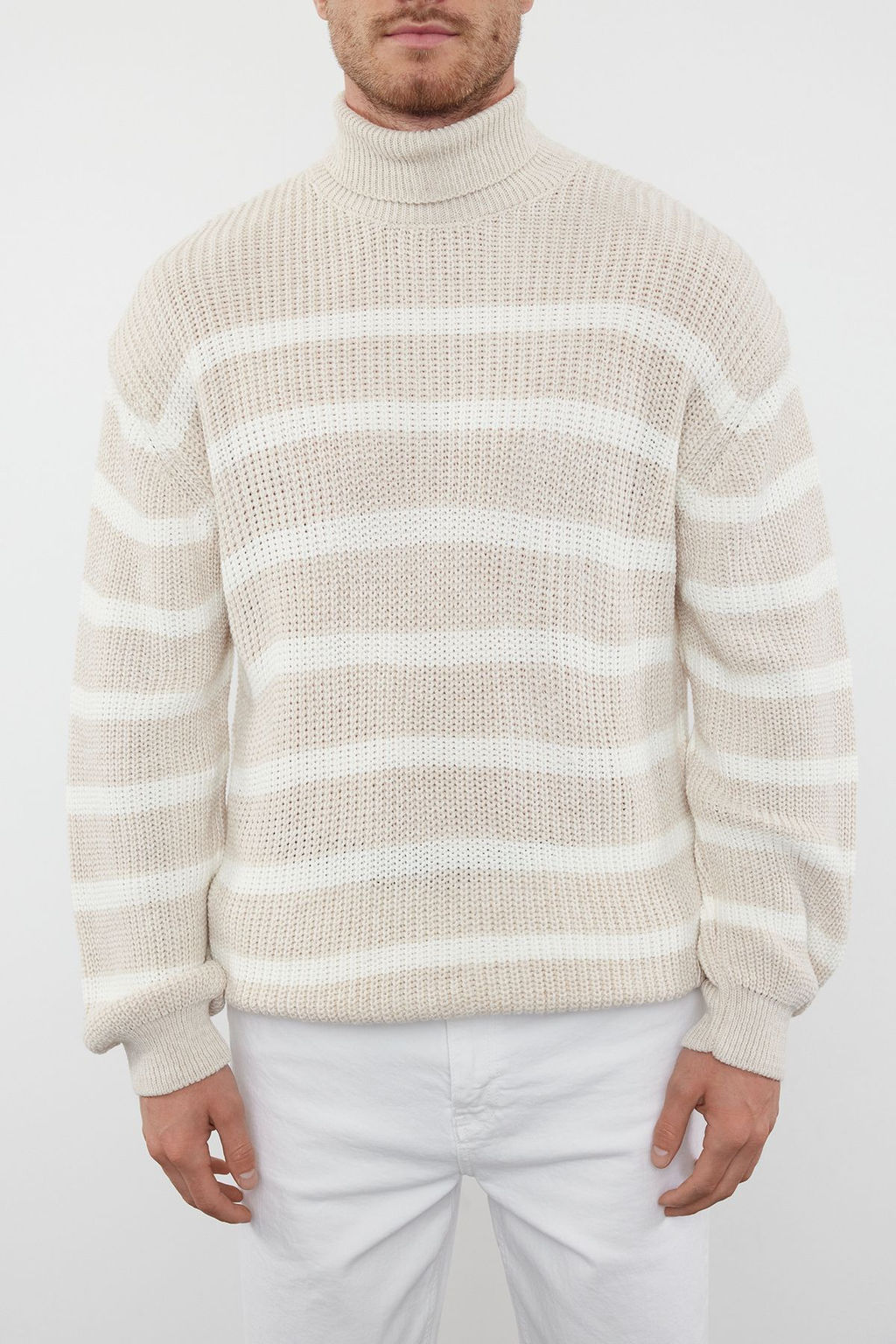 TRENDYOL MAN Lacivert Casual Unisex Oversize Fit Genis Kal?p Cizgili Triko Kazak TMNAW24KZ00017 - Trendyolmilla фото 4