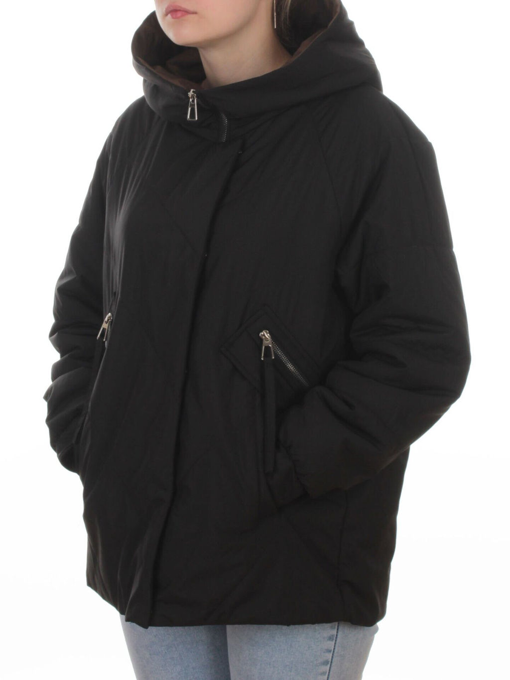 8008 BLACK Куртка демисезонная женская (100 гр. холлофайбер) - Fashion фото 5
