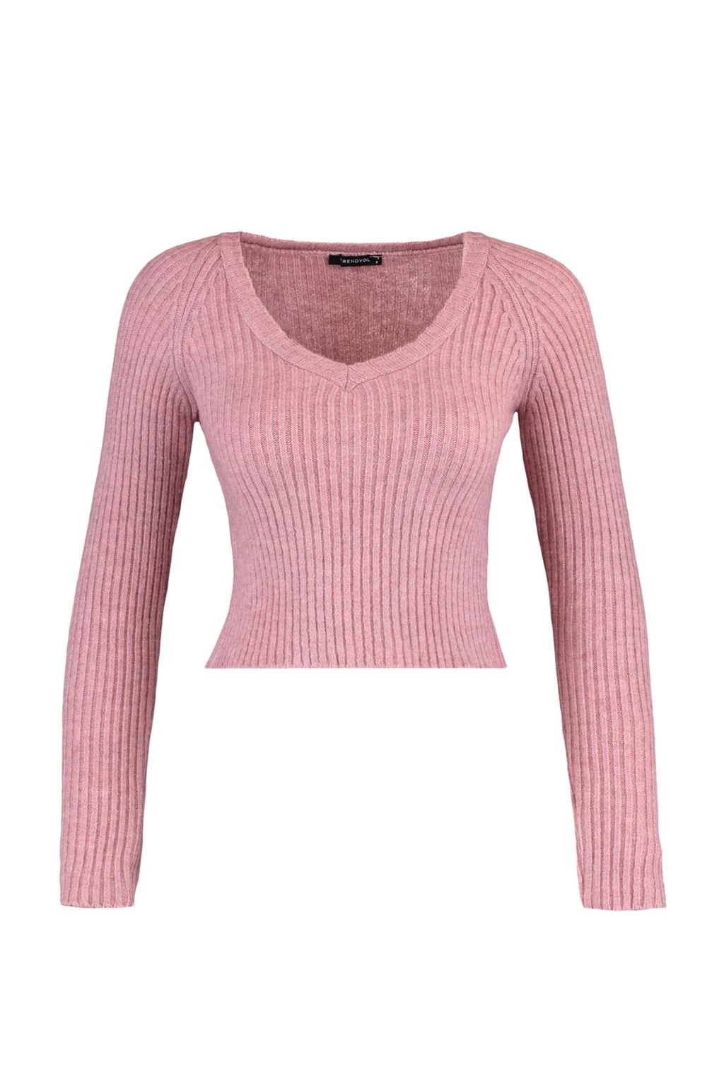 Gul Kurusu Crop Yumusak Dokulu Basic Triko Kazak TWOAW22KZ1453 - Trendyolmilla фото 7