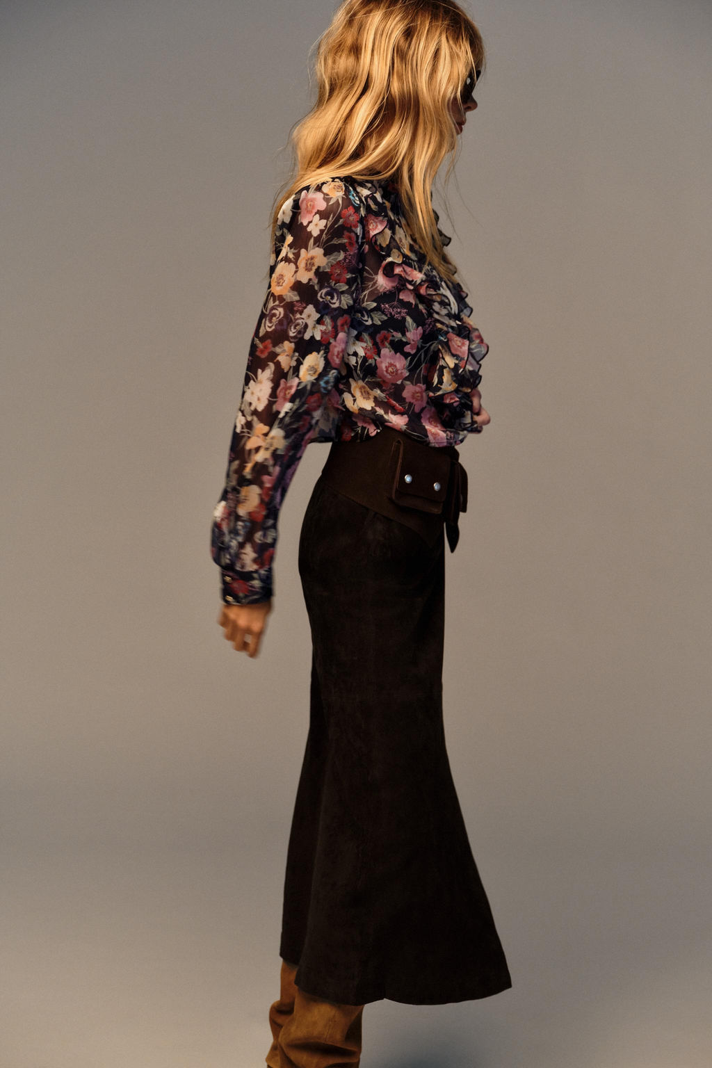 FLORAL PRINT RUFFLED BLOUSE - Zara фото 3